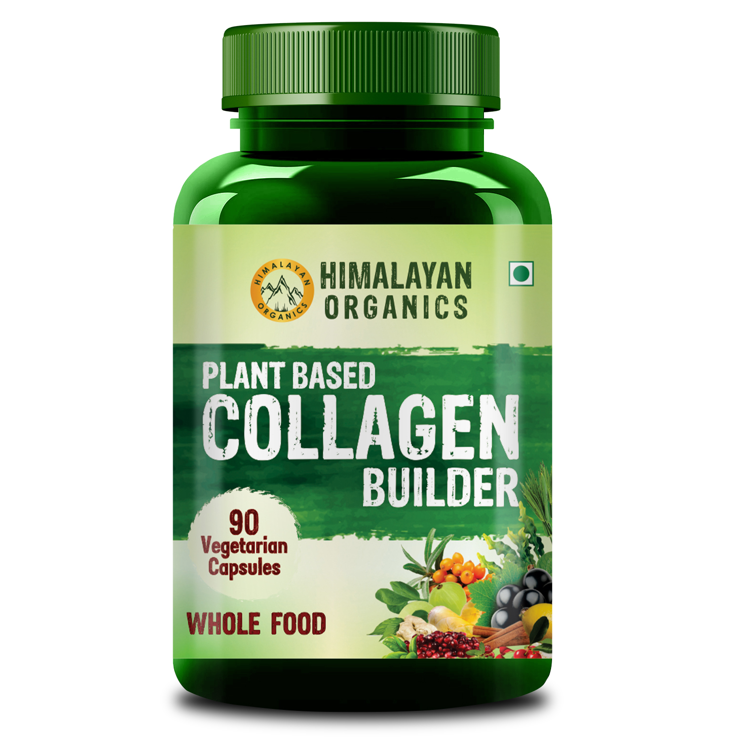 Himalayan Organics Plant Based Collagen Builder for Hair and Skin with Biotin and Vitamin C - 90 Veg Capsules