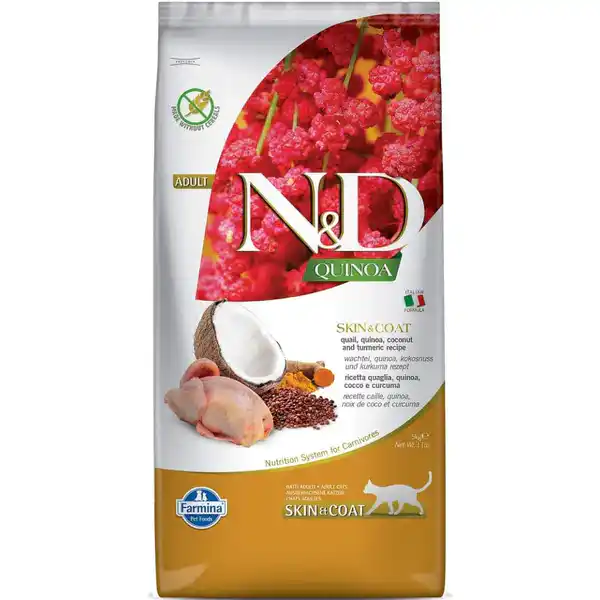 N & D Quinoa Cat Grain Free Skin Coat Quail Adult 1.5 Kg