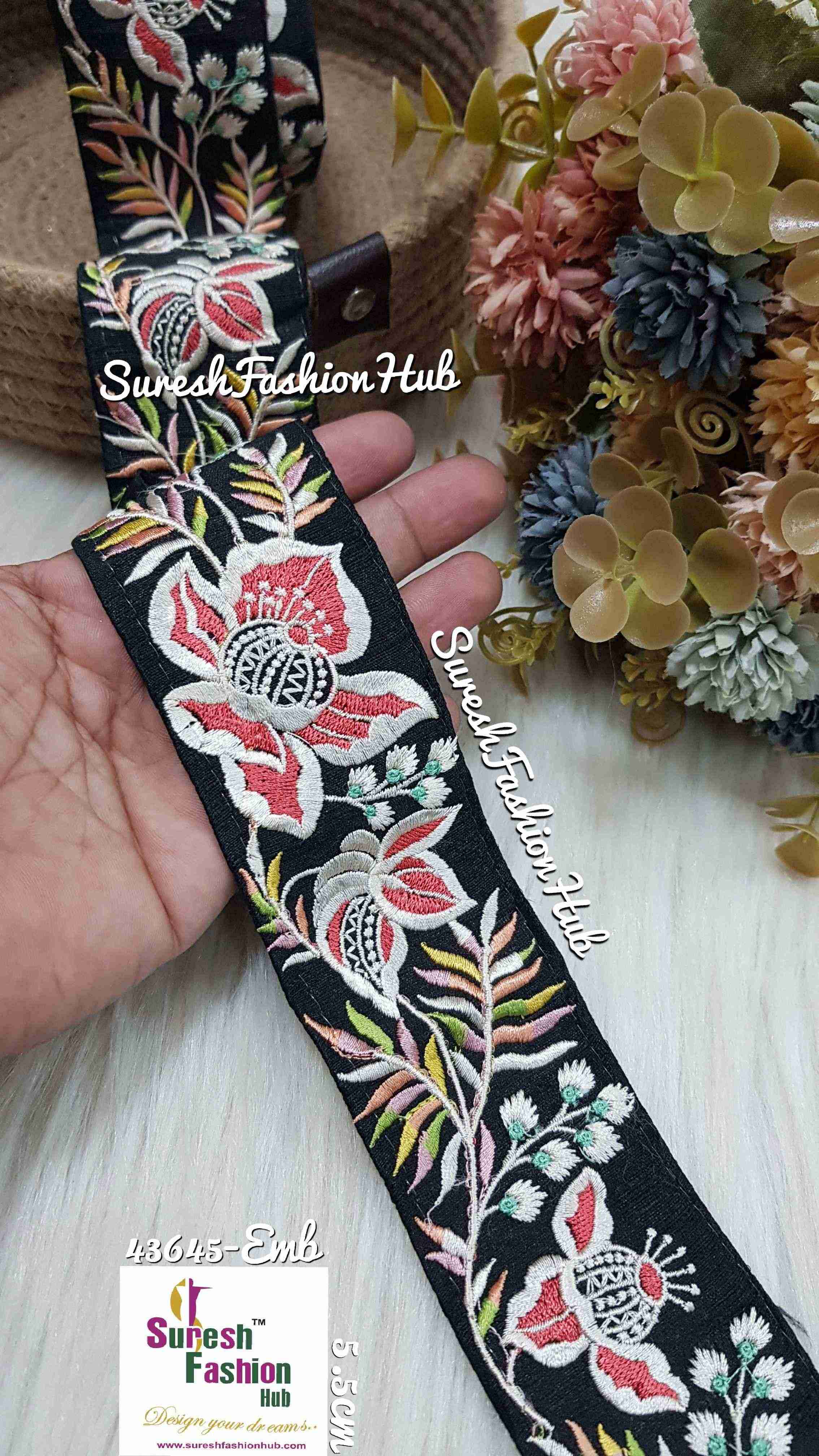 Black Delicate Embroidery Thread Lace