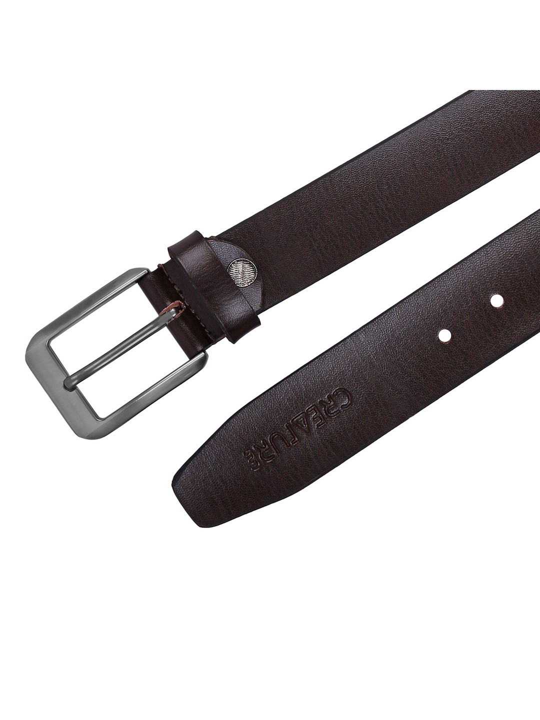 Creature Plain Solid Formal/Casual Brown Genuine Leather Belts For Men