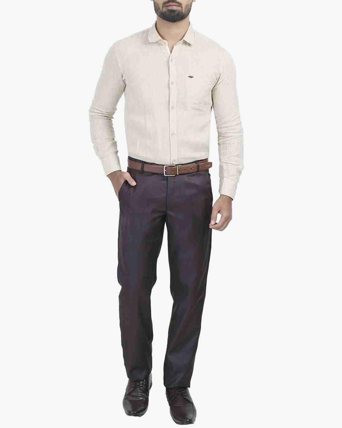 ONLY VIMAL | Slim Fit Flat-Front Formal Trousers|3