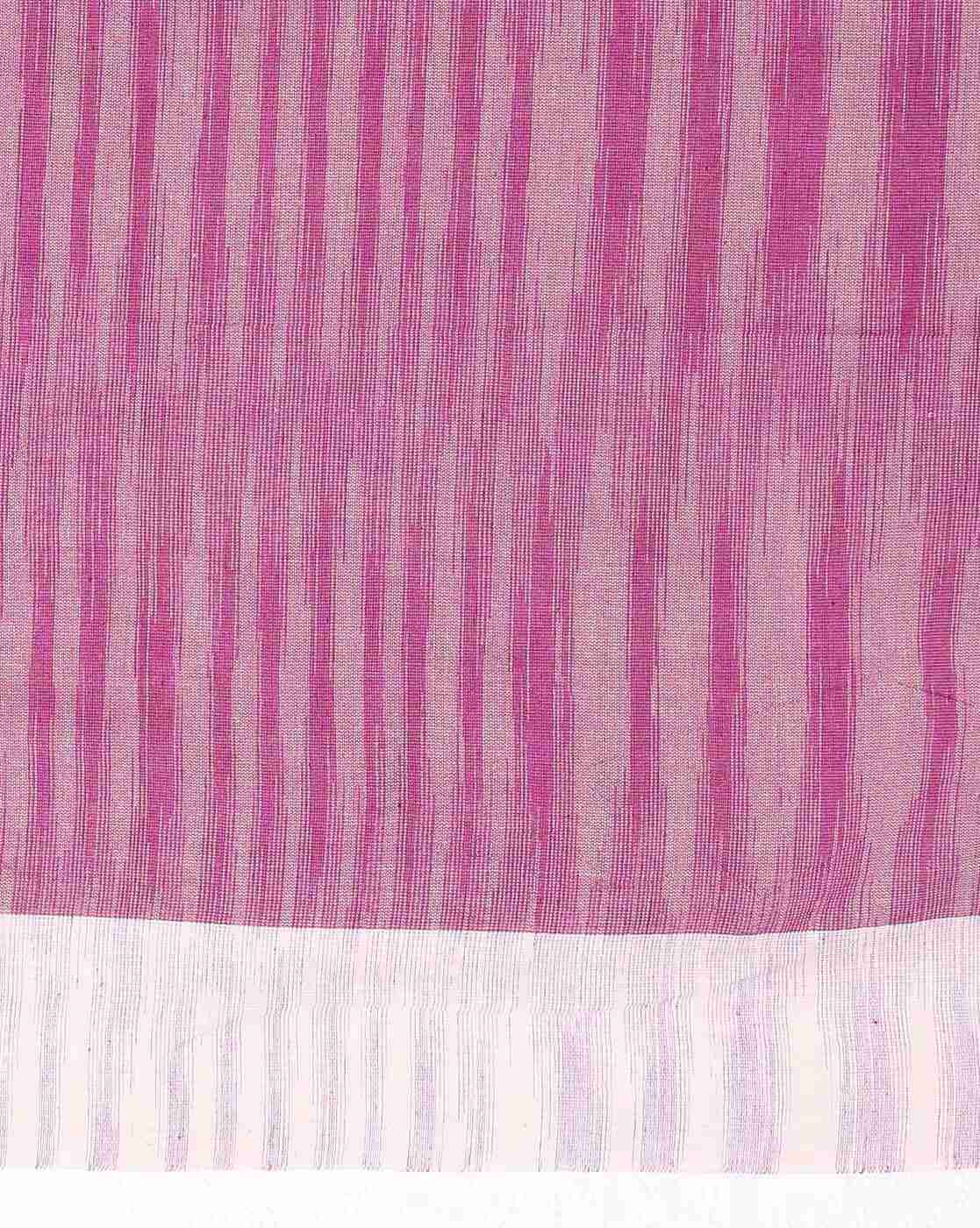 ONLY VIMAL | Striped Saree with Tassels|4