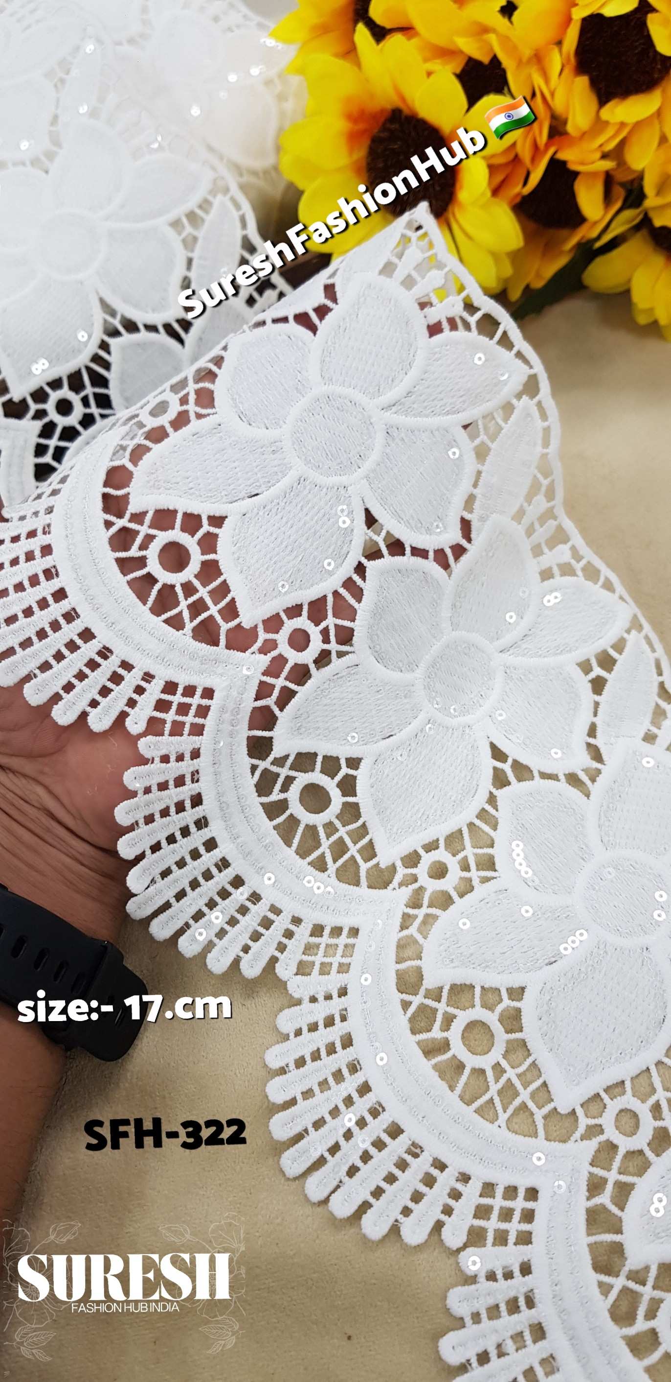 White Imported GPO Cutwork Lace