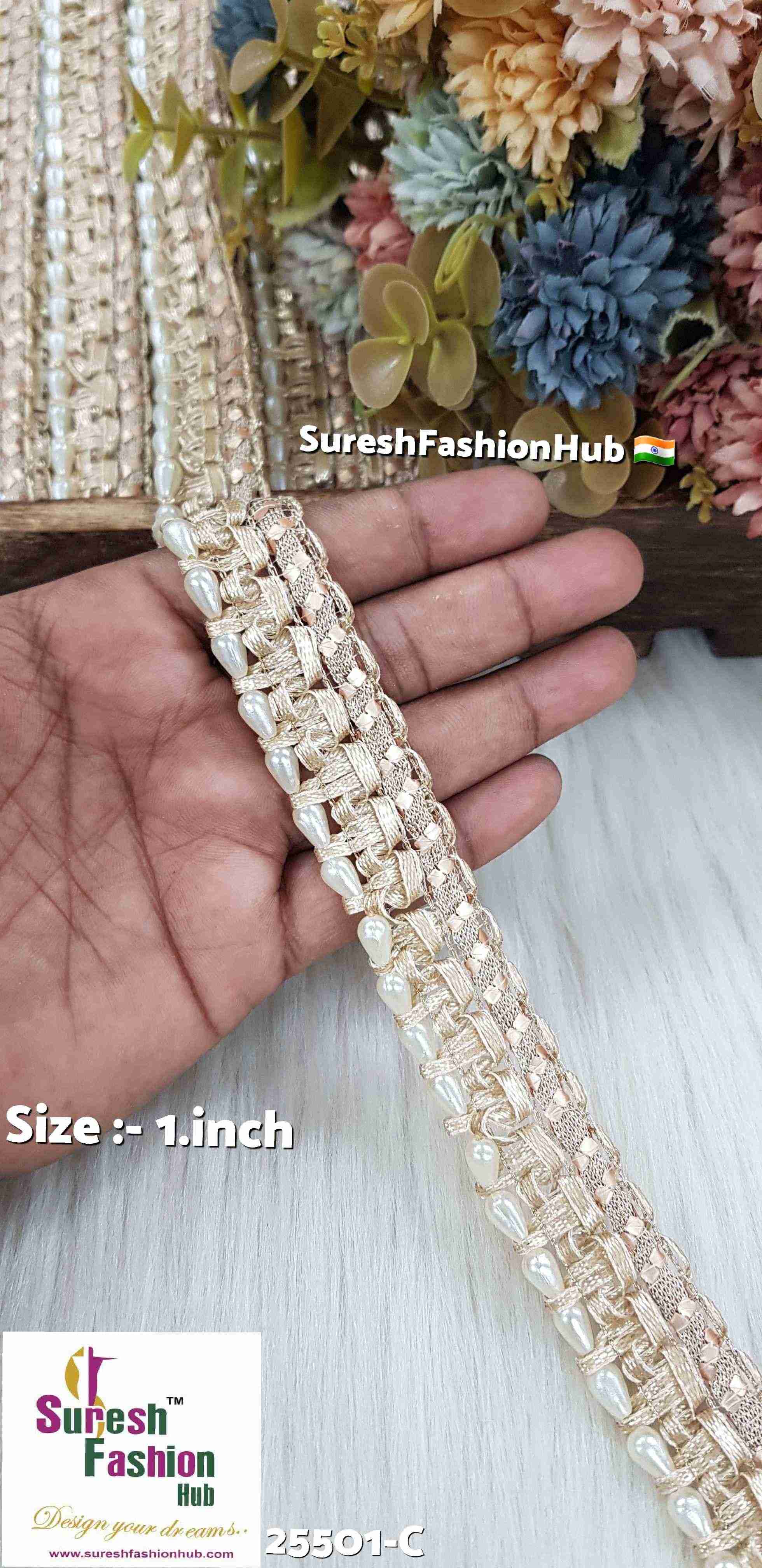 "Intricate Decorative Jhalar Lace with Cutwork Design for Festive Attire"