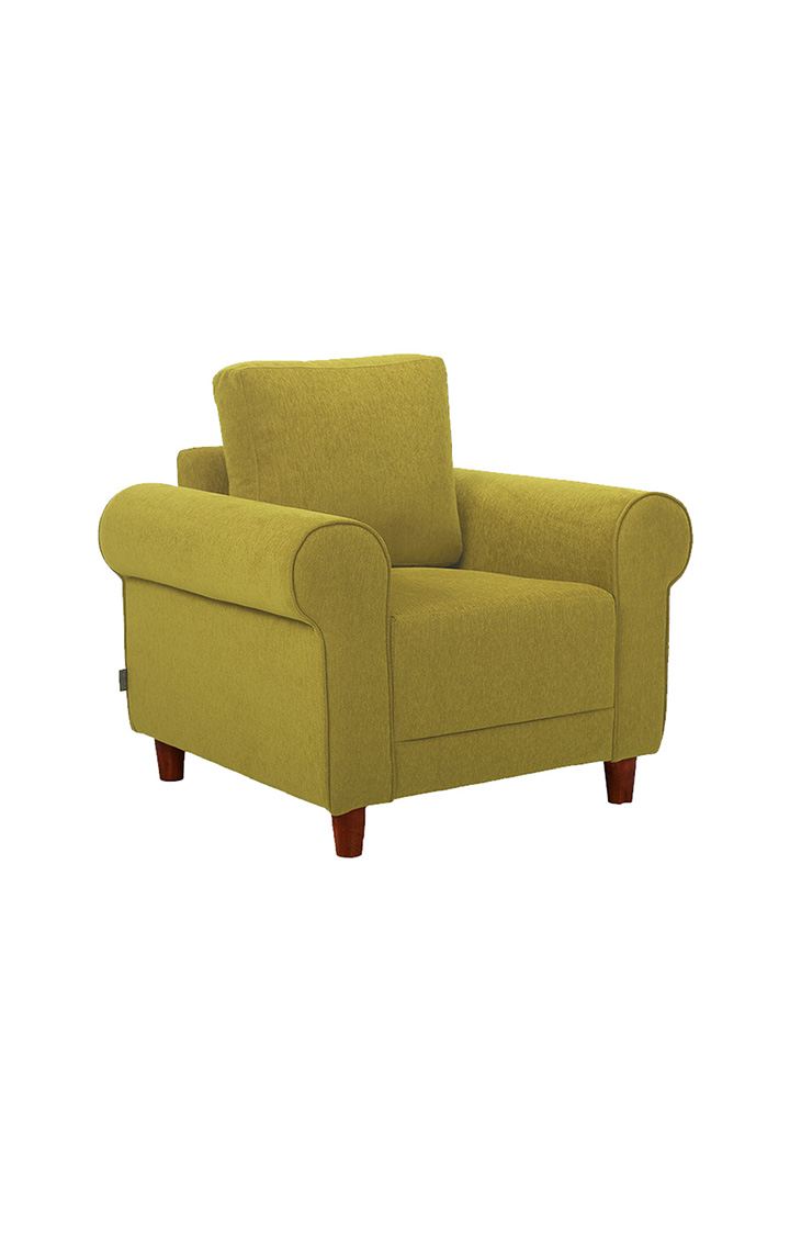 neudot Melody Sofa for Living Room |1 Person Sofa|Premium Fabric with Padded Cushioned Armrest |Solid Wood Frame|1 Seater in Mellow Green Color