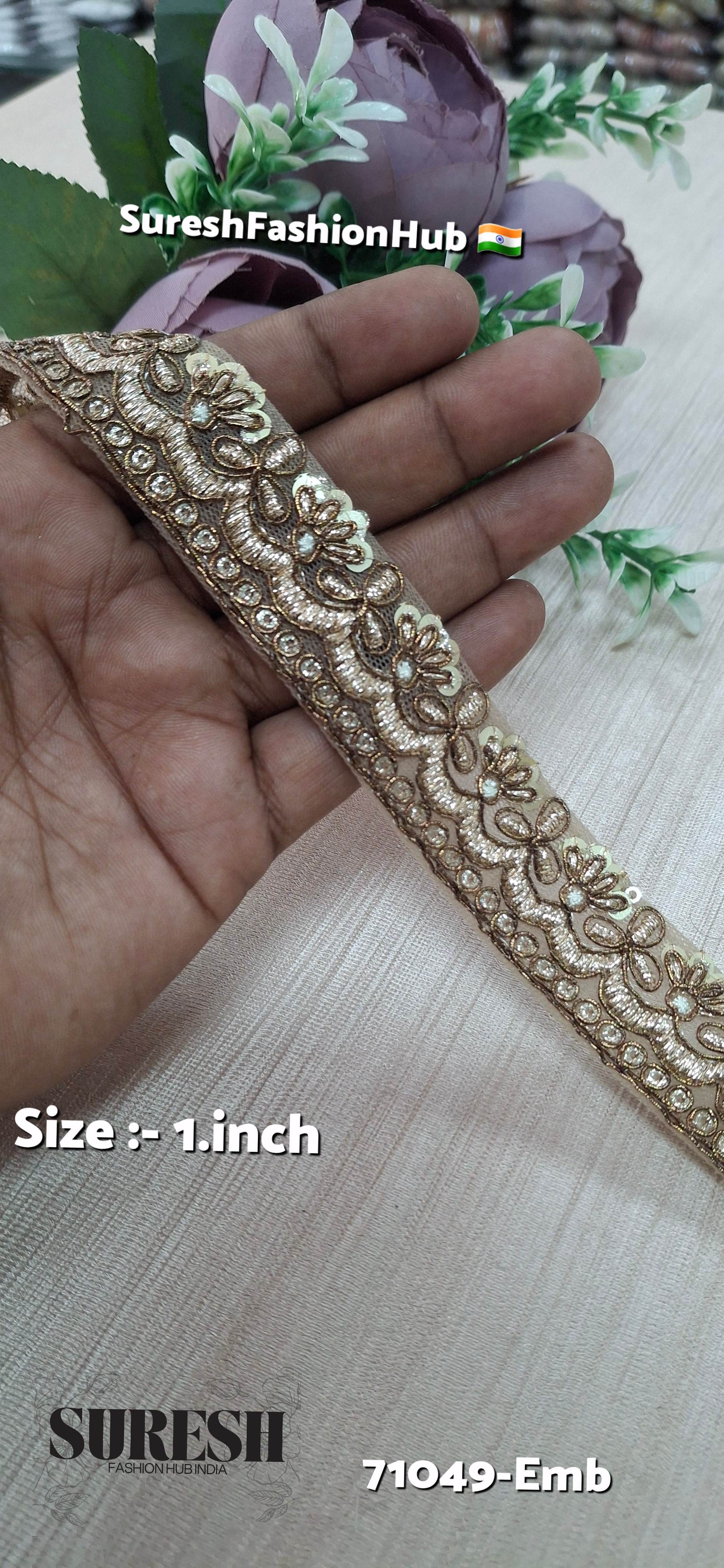 Matt Gold Scalloped Embroidery Lace