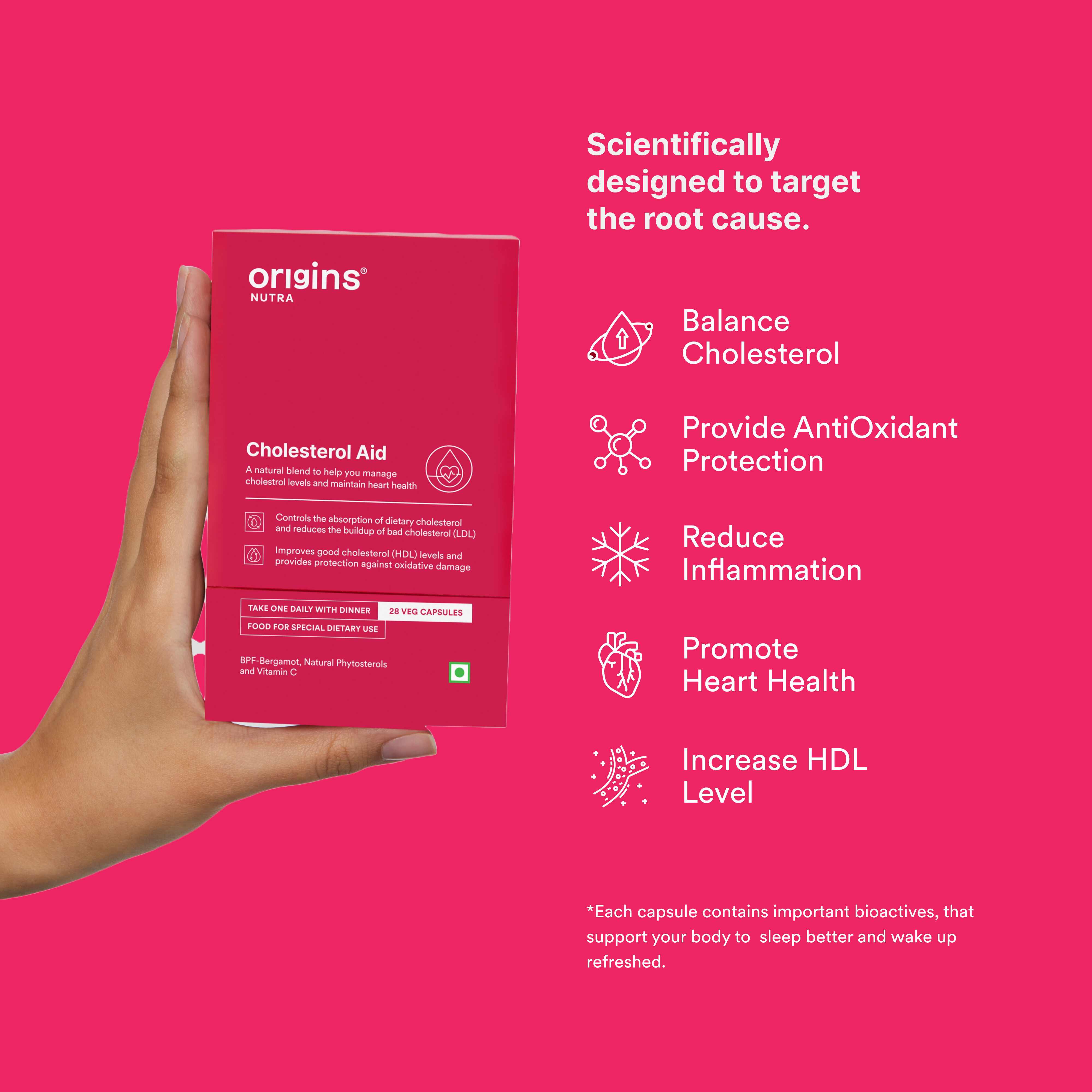 Origins Nutra | Cholesterol Aid |For Men & Women|28 Veg Cap