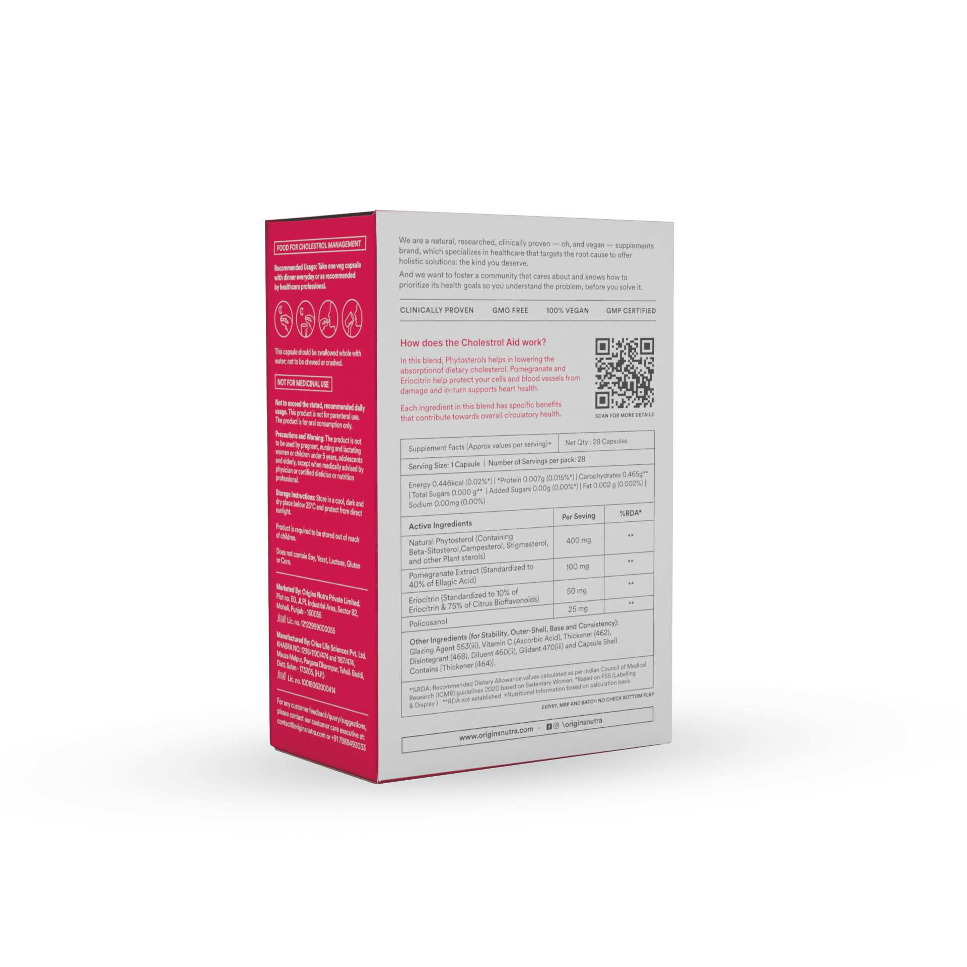 Origins Nutra | Cholesterol Aid |For Men & Women|28 Veg Cap