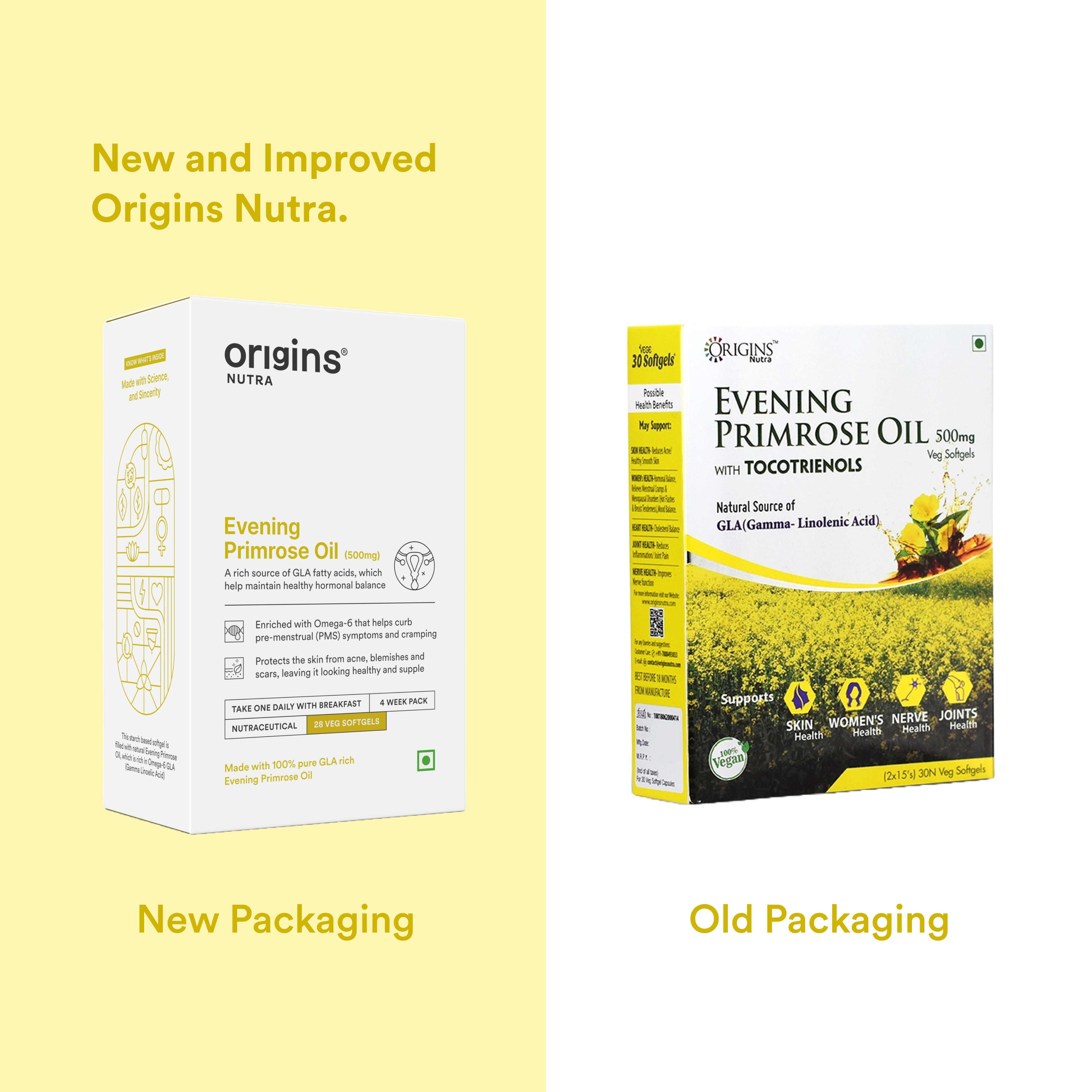 Origins Nutra | Evening Primrose Oil | For Men & Women | 28 Veg Soft Gels