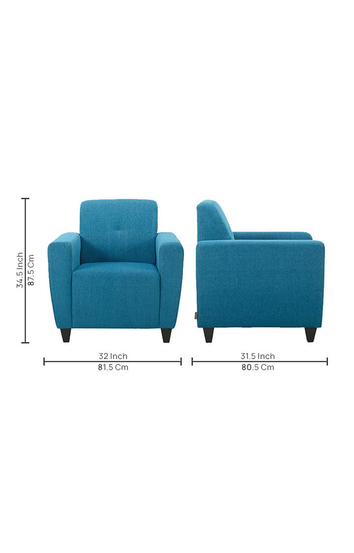 neudot Elegance Sofa for Living Room |1 Person Sofa|Premium Fabric with Cushioned Armrest | Solid Wood Frame|1 Seater in Scuba Blue Color