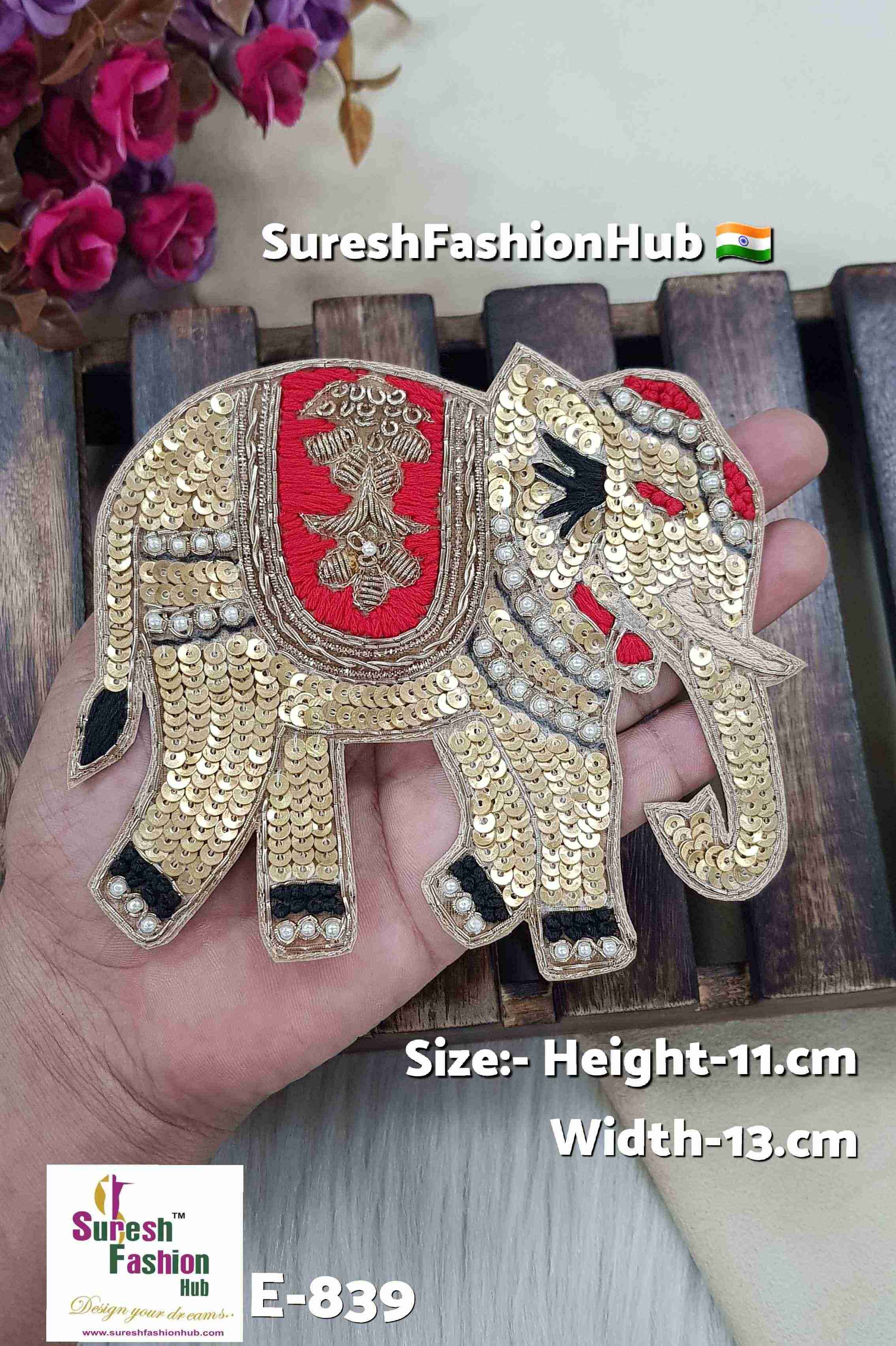 Royal Elephant Zardosi Patch – Right Facing