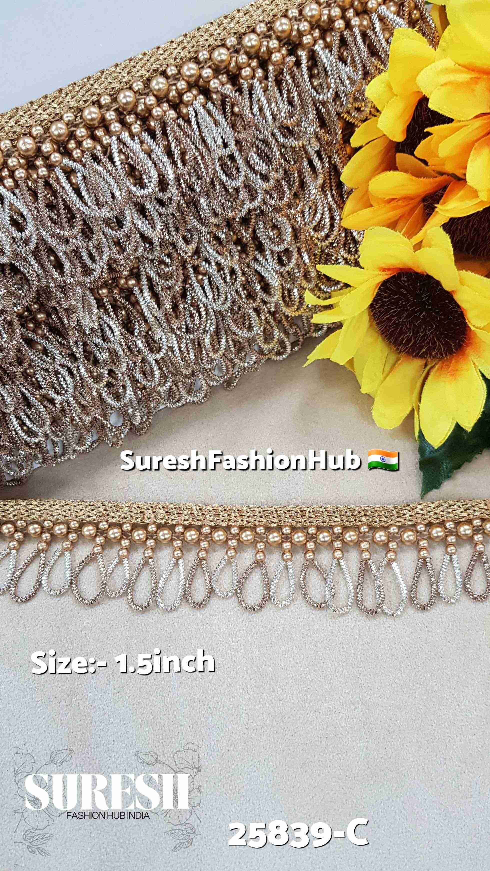 Matt Gold & Water Hanging Scalloped Lace