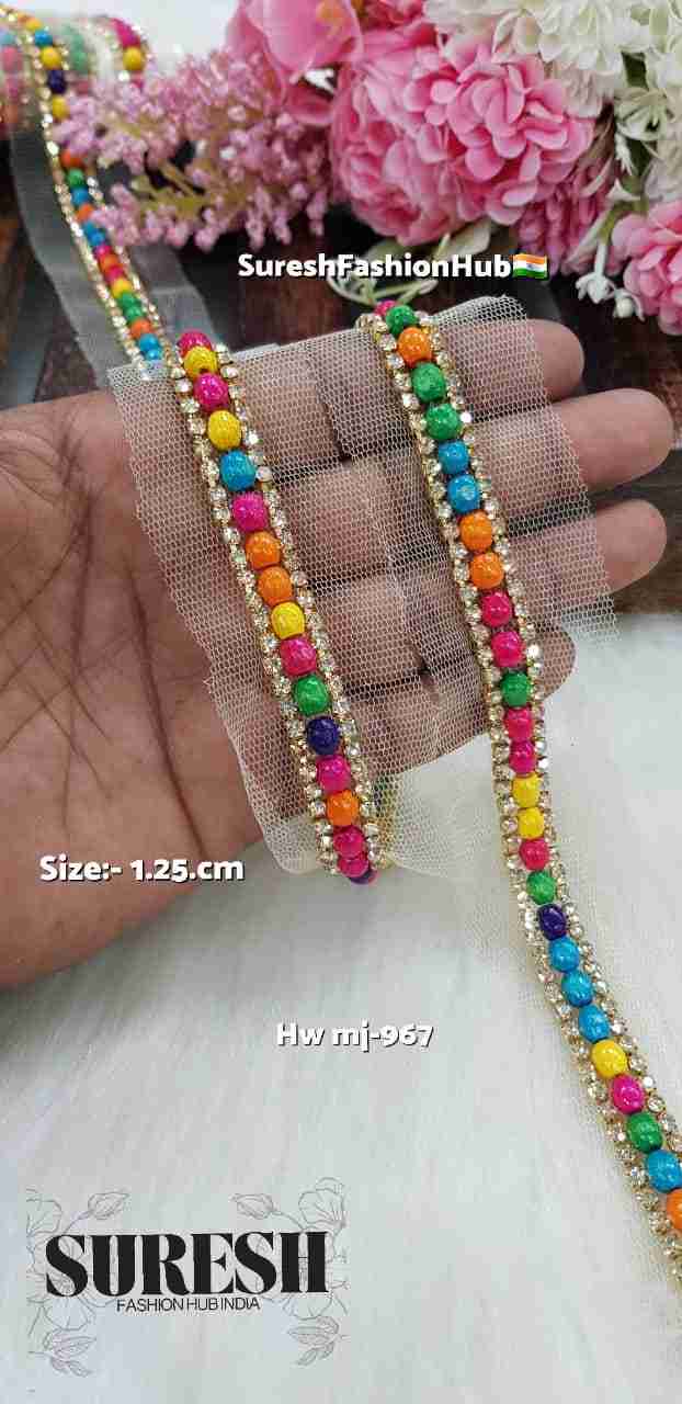 Multi Color Wooden Beads Rhinestone Chain Lace – Mj-967