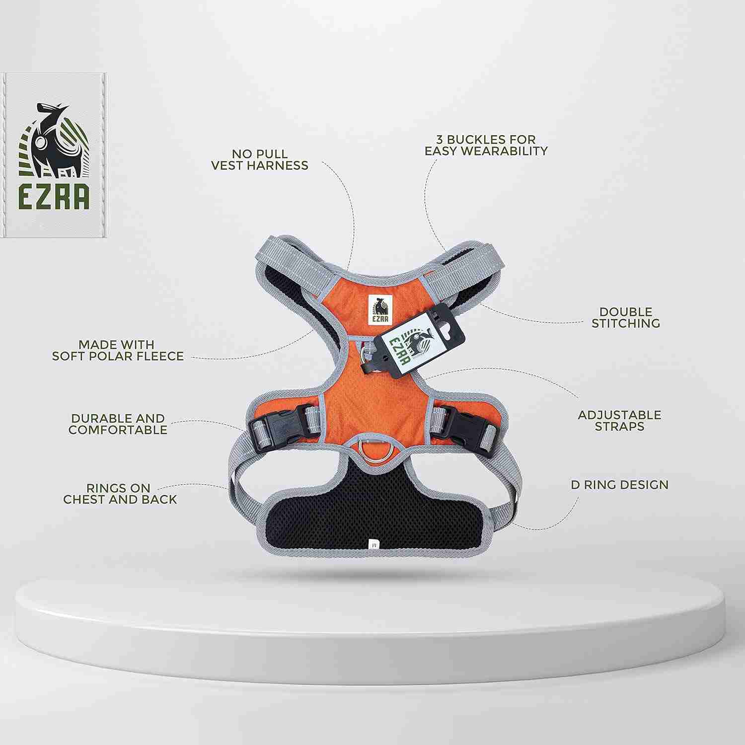Ezra No-Pull Vest Harness for Dogs, Orange