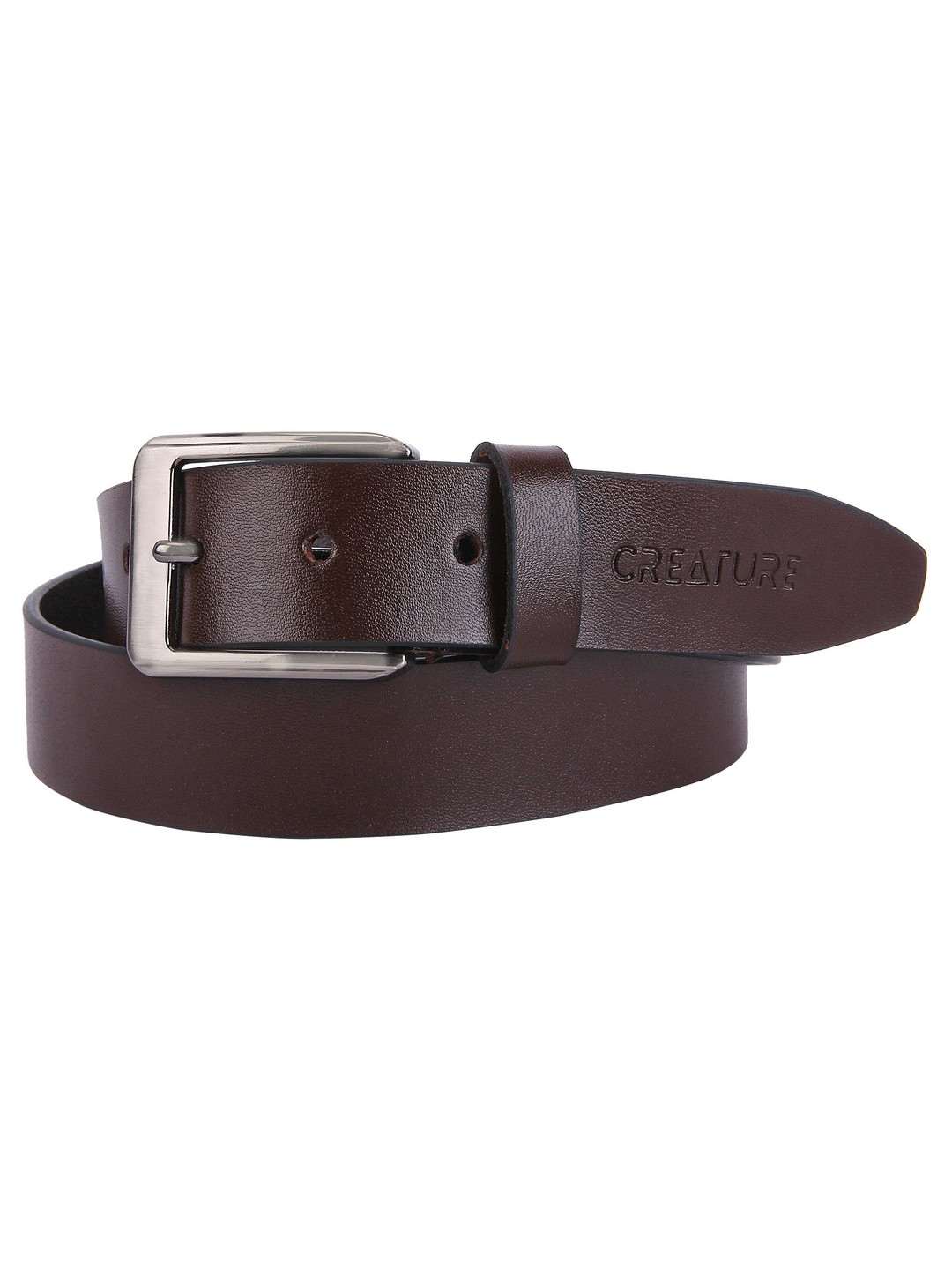 Creature Plain Solid Formal/Casual Brown Genuine Leather Belts For Men