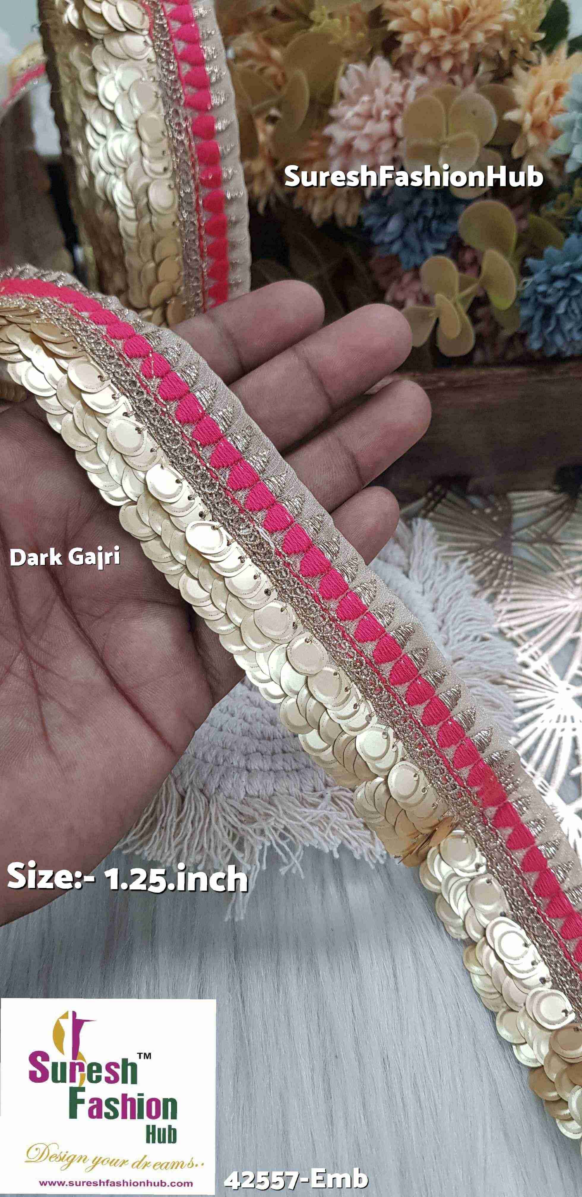Dark Gajri Hanging Sequence Embroidery Design