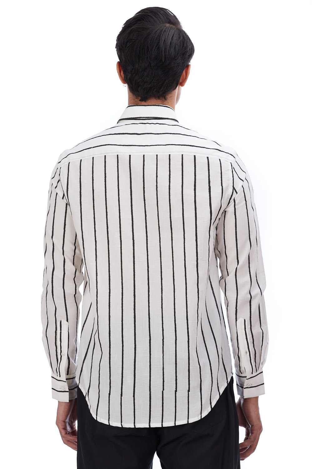 Hand Block Print Stripe Cotton Shirt