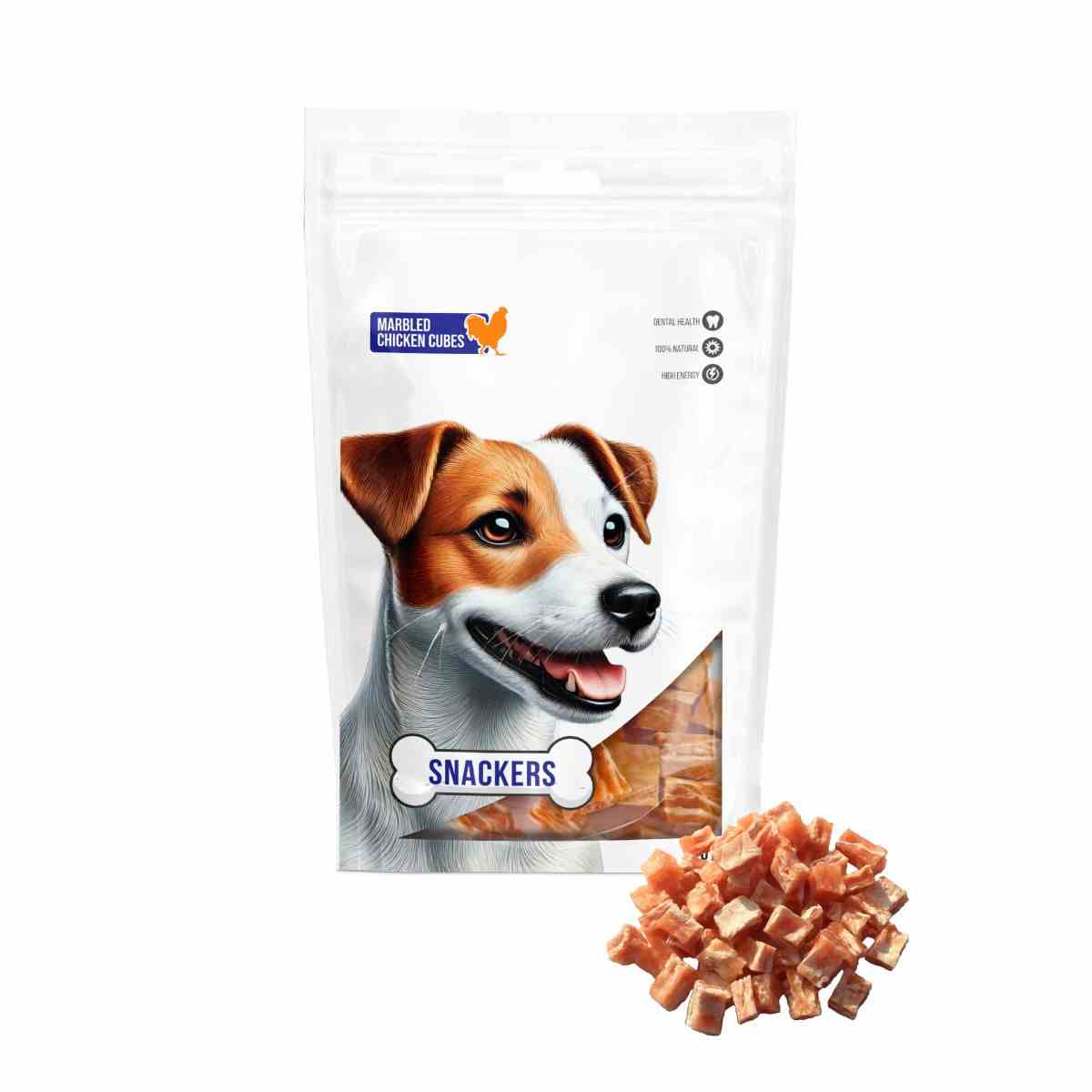 Snackers Marbled Chicken Cubes Dog Treats 70g