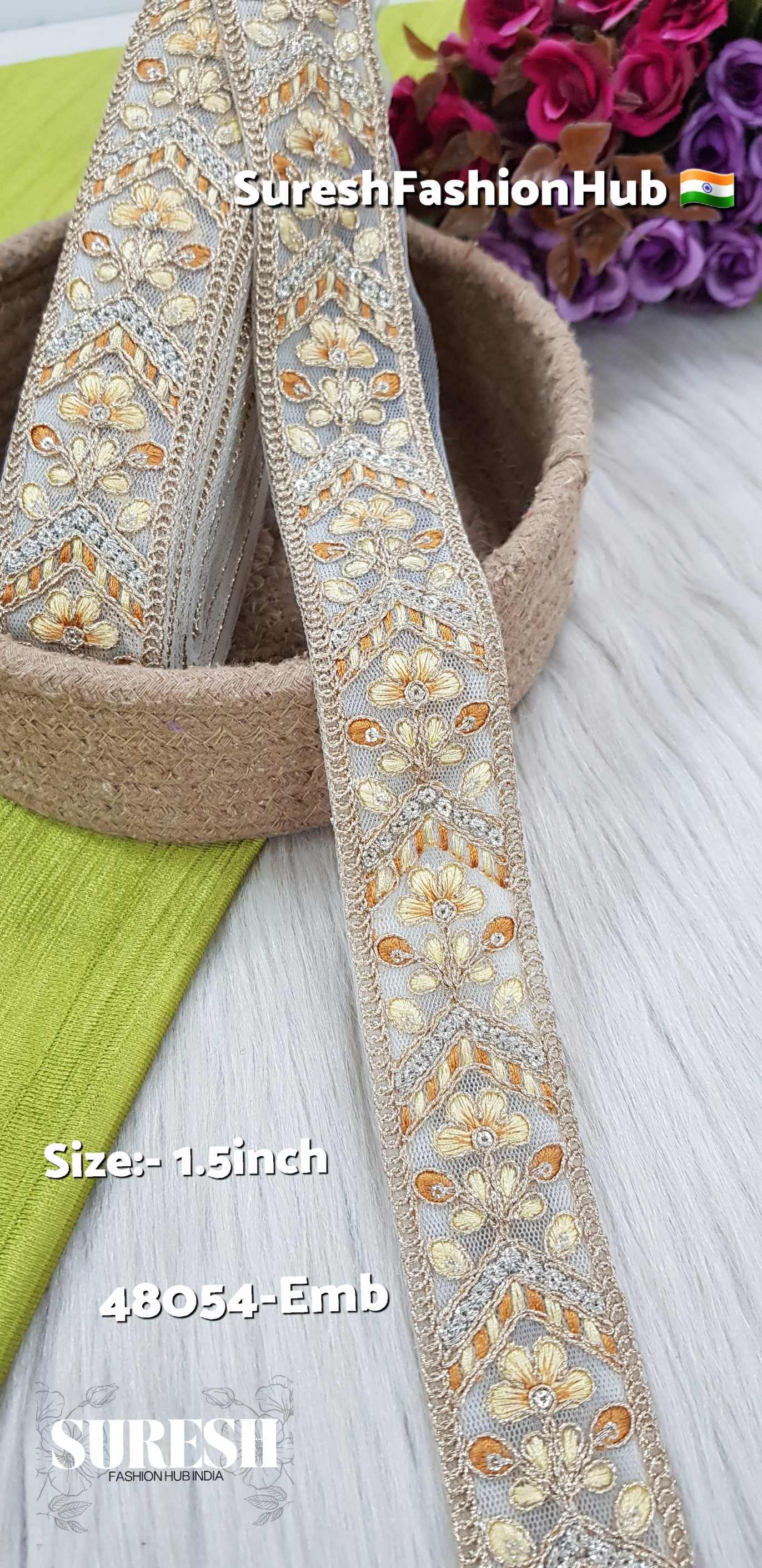 Yellow Floral Embroidery Lace – 48054-Emb