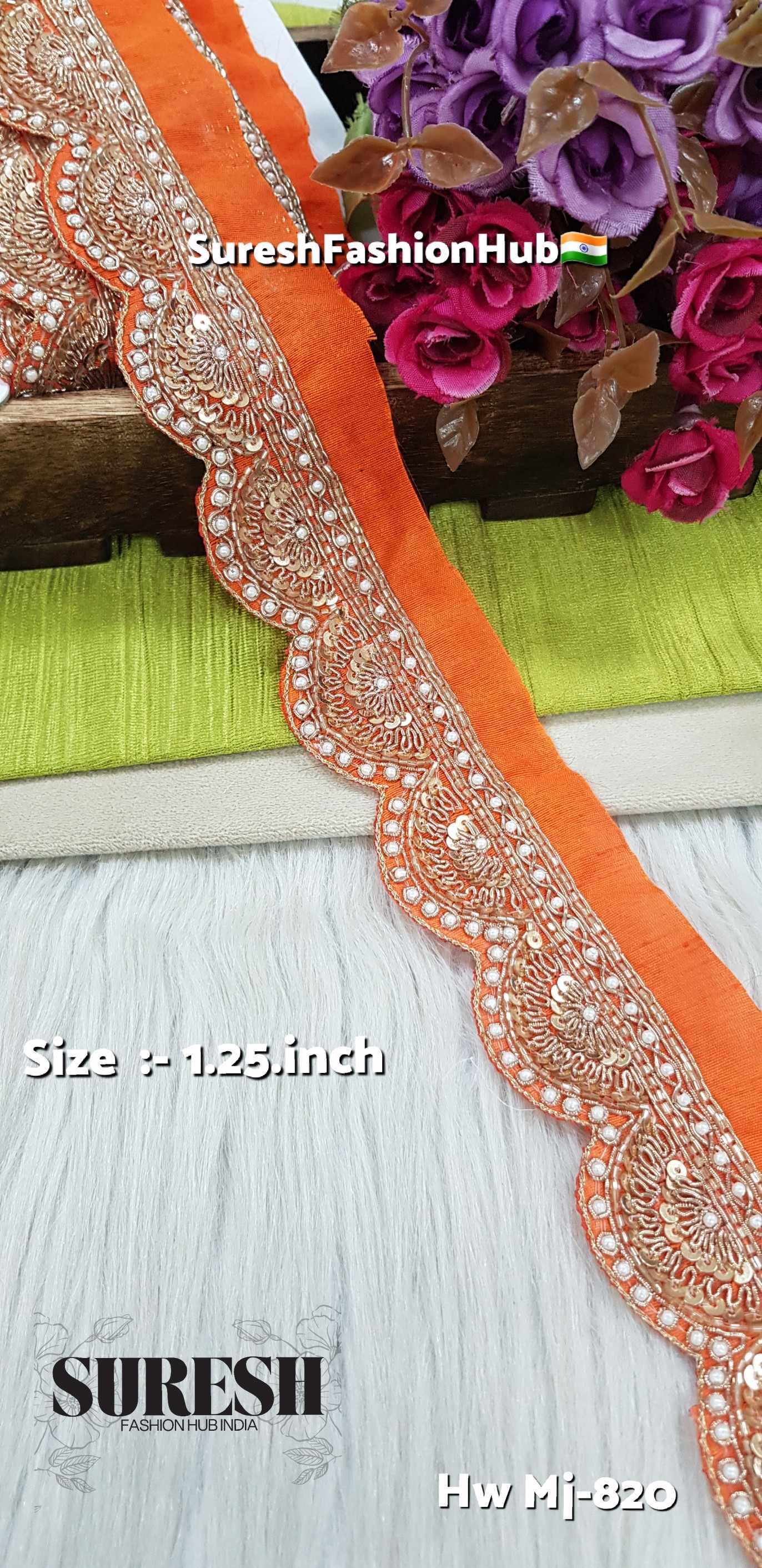 Orange ZariScallop Designer Handmade Border – Mj-820