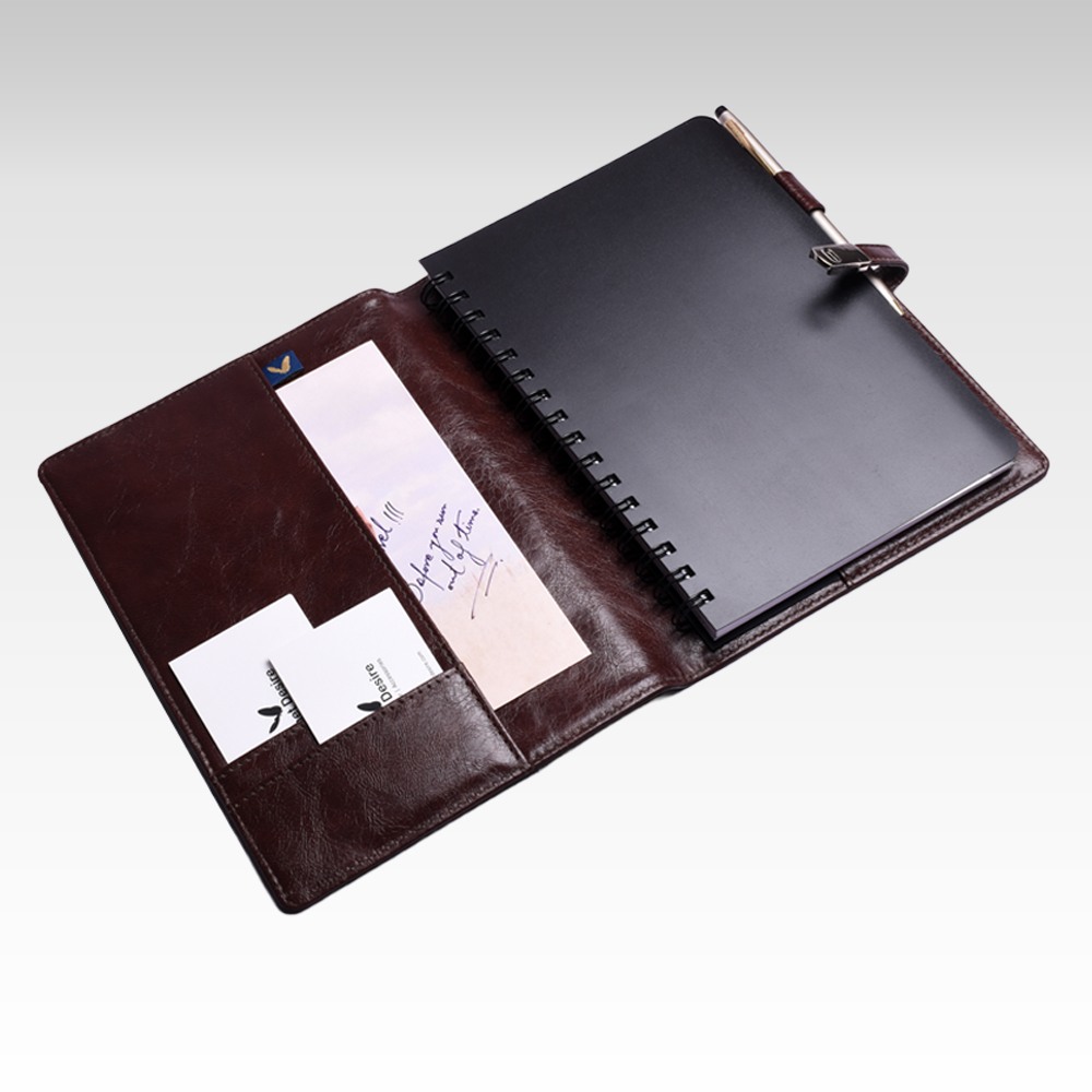 A5 Personal Organizer | Fits Any A5 Size Spiral Notebook | Magnetic Strap Closure | Two Small and One Large Inside Pocket | Mochino Series | Brown