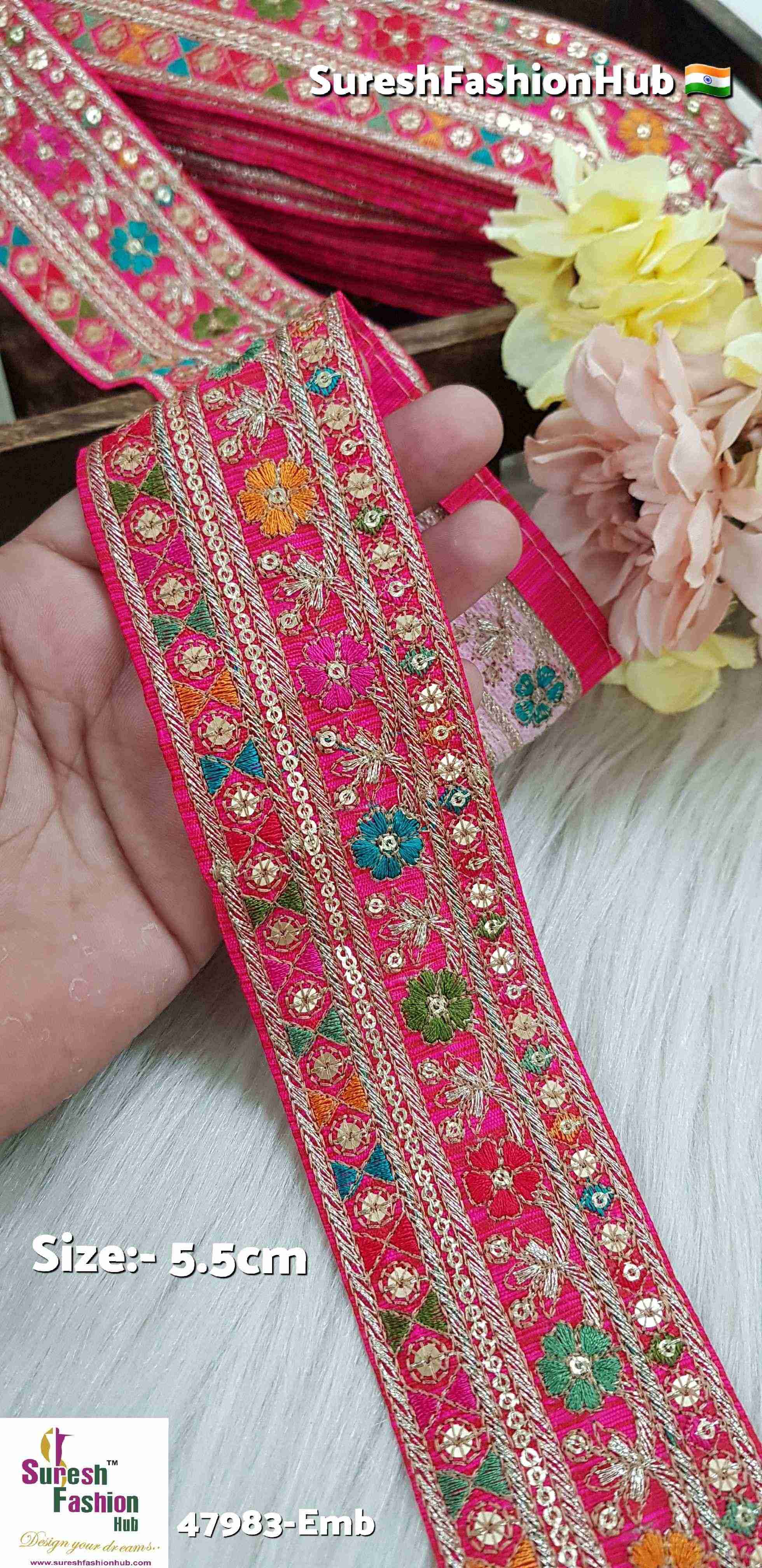Rani Sabyasachi Inspired Floral Embroidery Lace