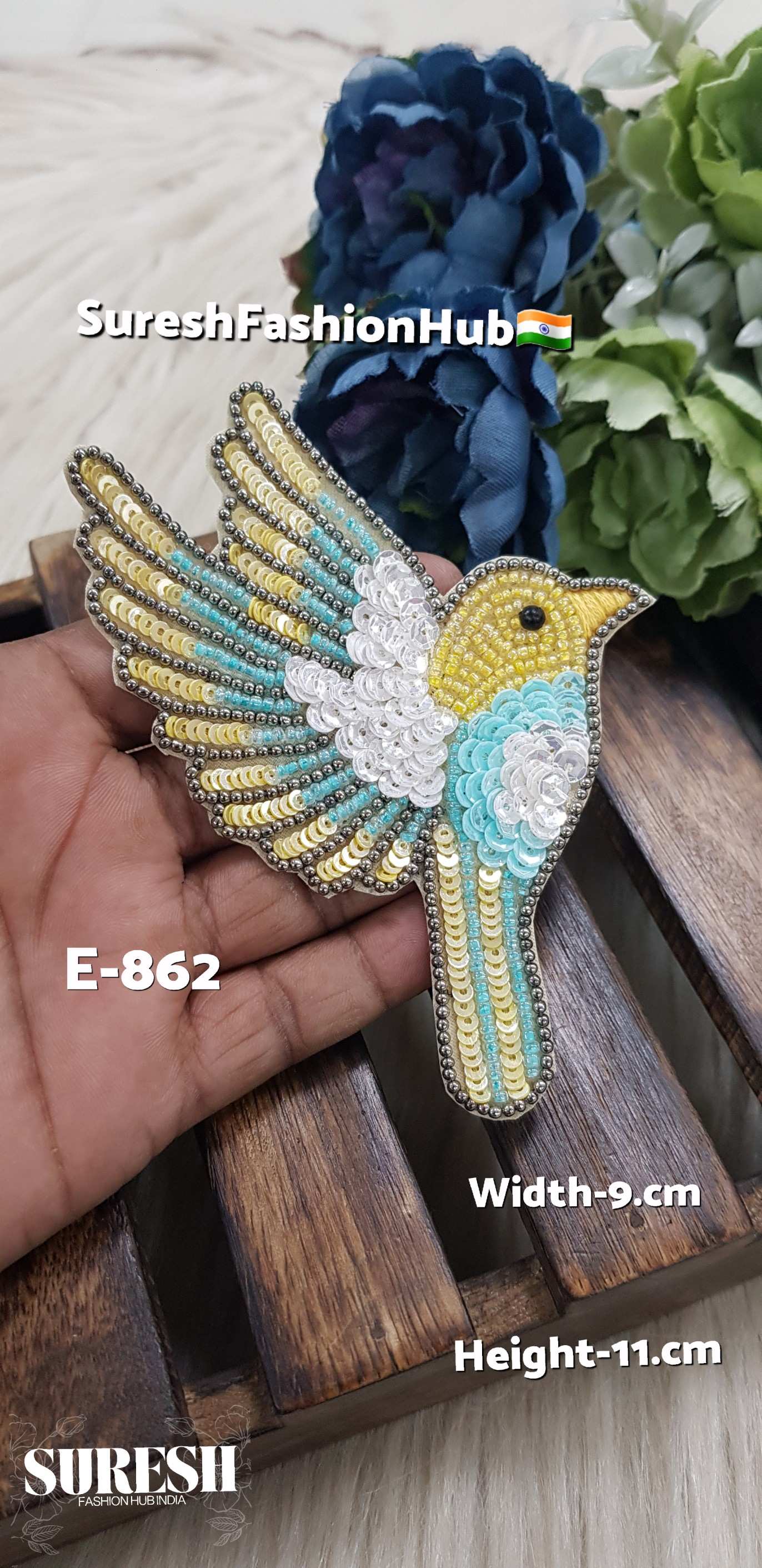 Right Side Facing Yellow + Sea Green Dove Patch