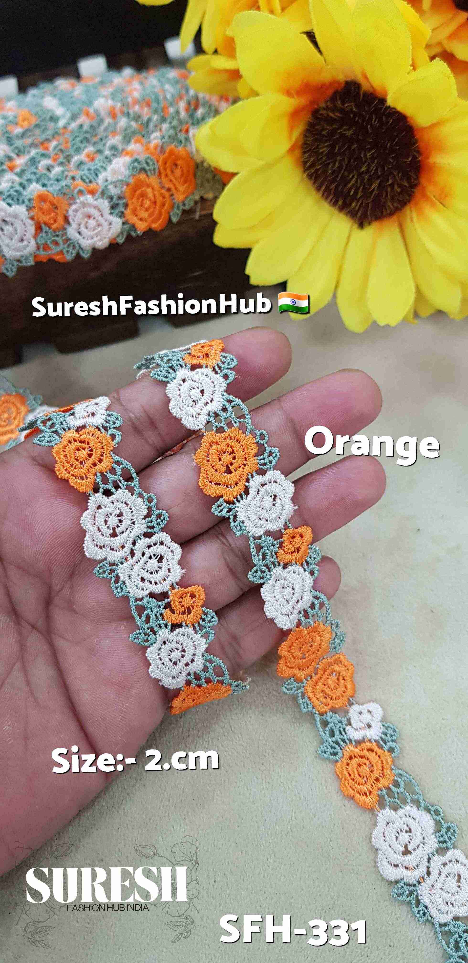Orange Multicolor Floral GPO Lace