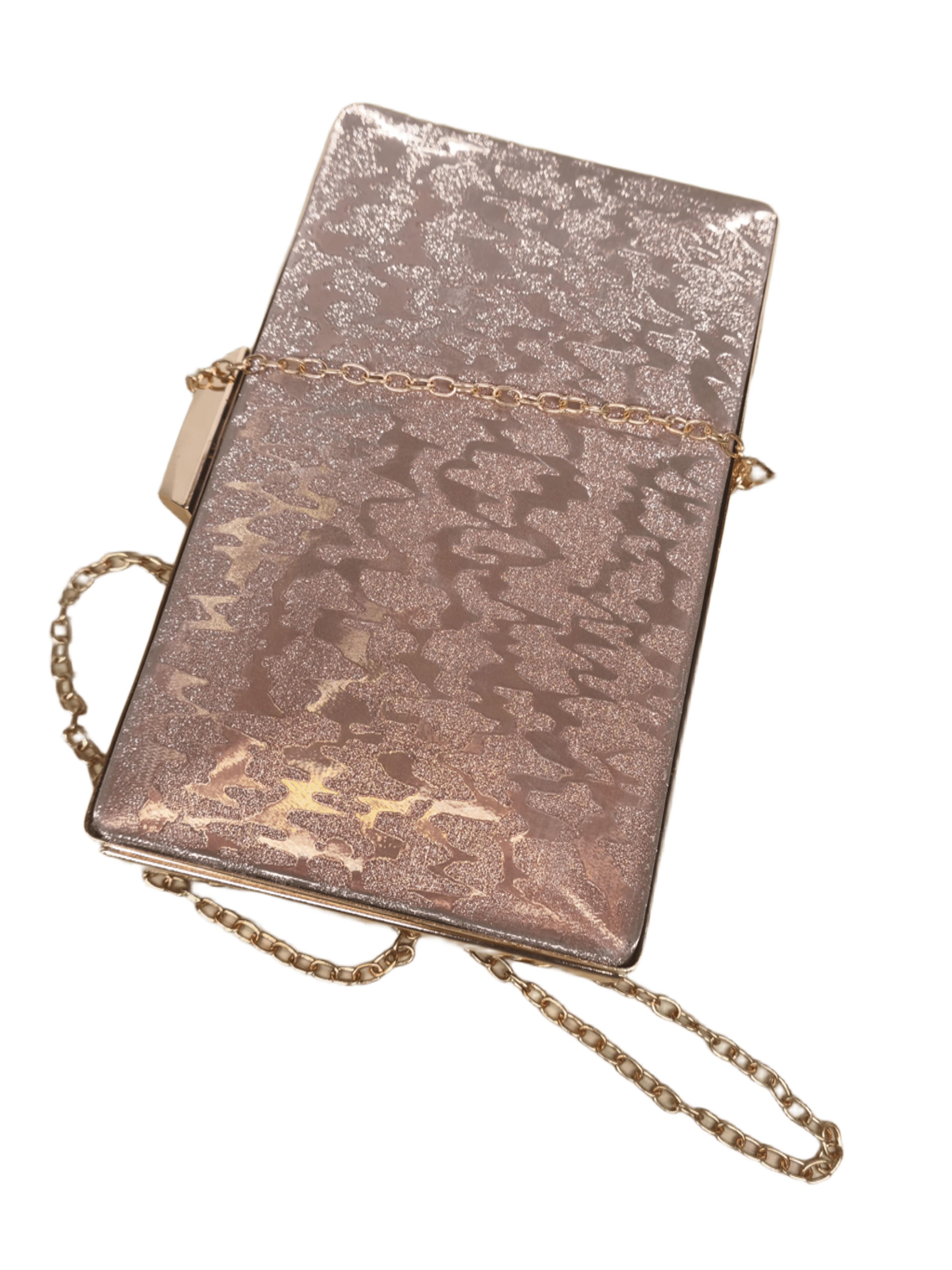 Bengal Classic Co Women's Rose Gold Glitter Hard Box Clutch Handpurse