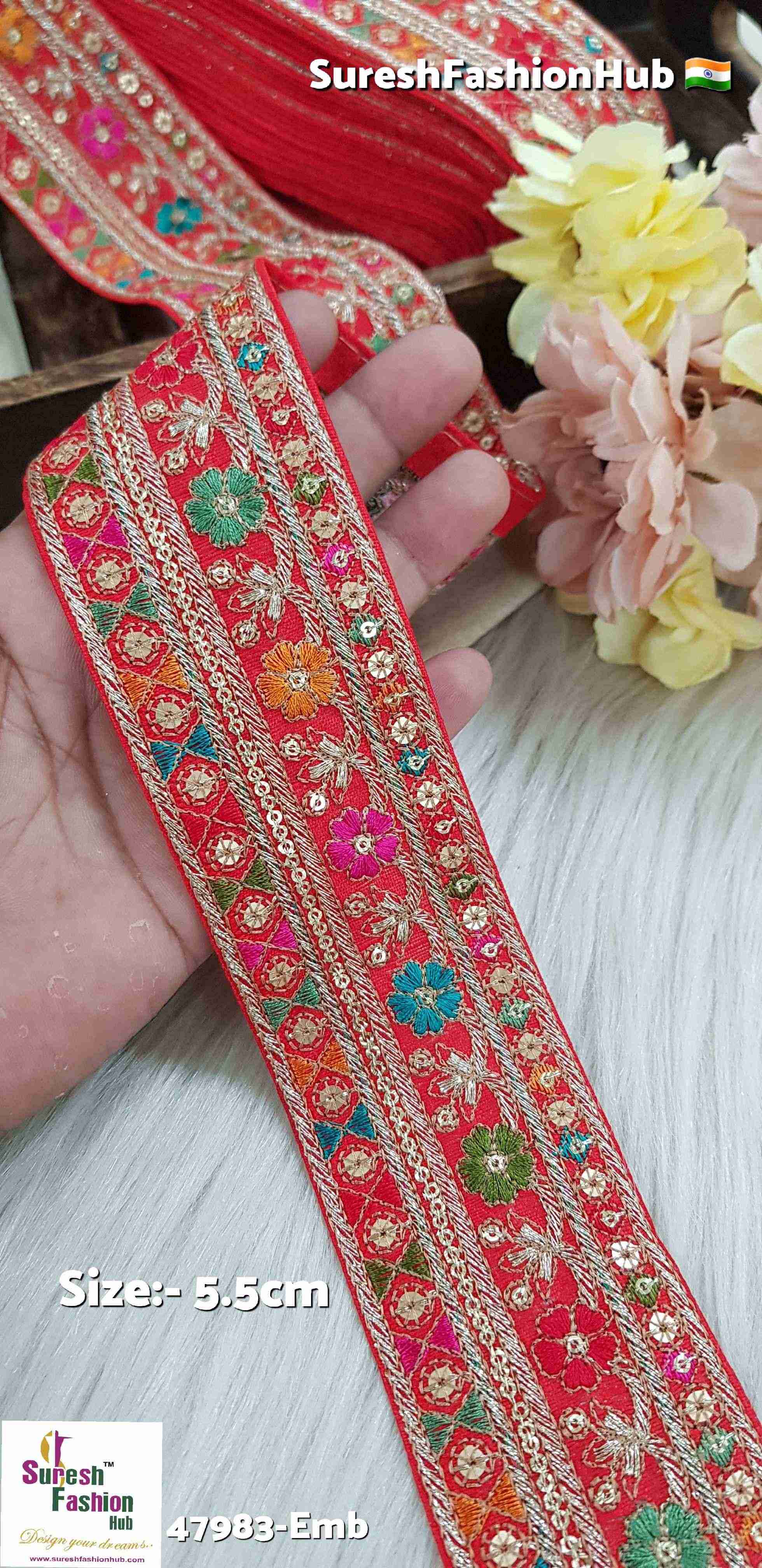 Red Sabyasachi Inspired Floral Embroidery Lace
