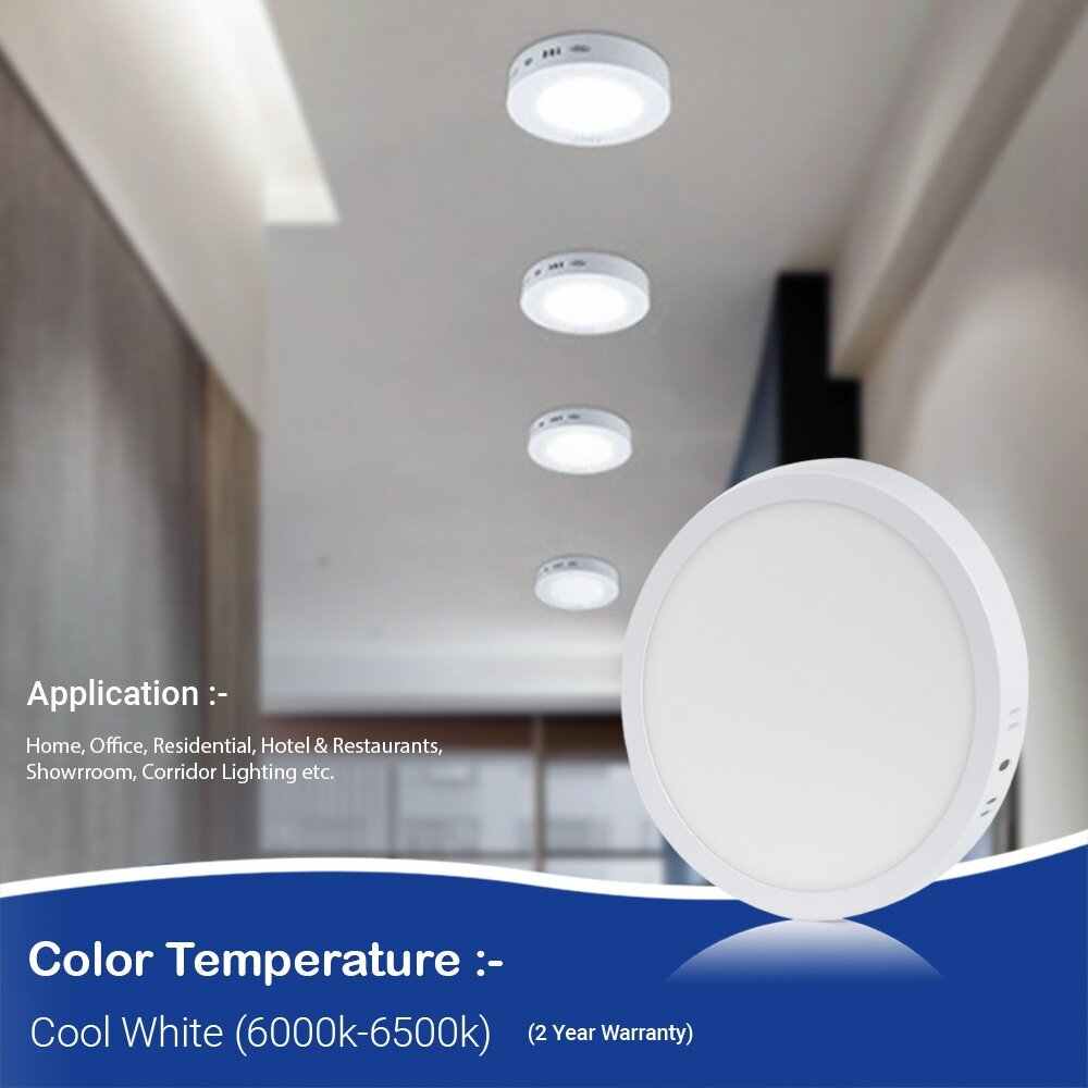 18 Watt Round Surface Led Panel Light for Ceiling Pack of 1 Colour Cool White