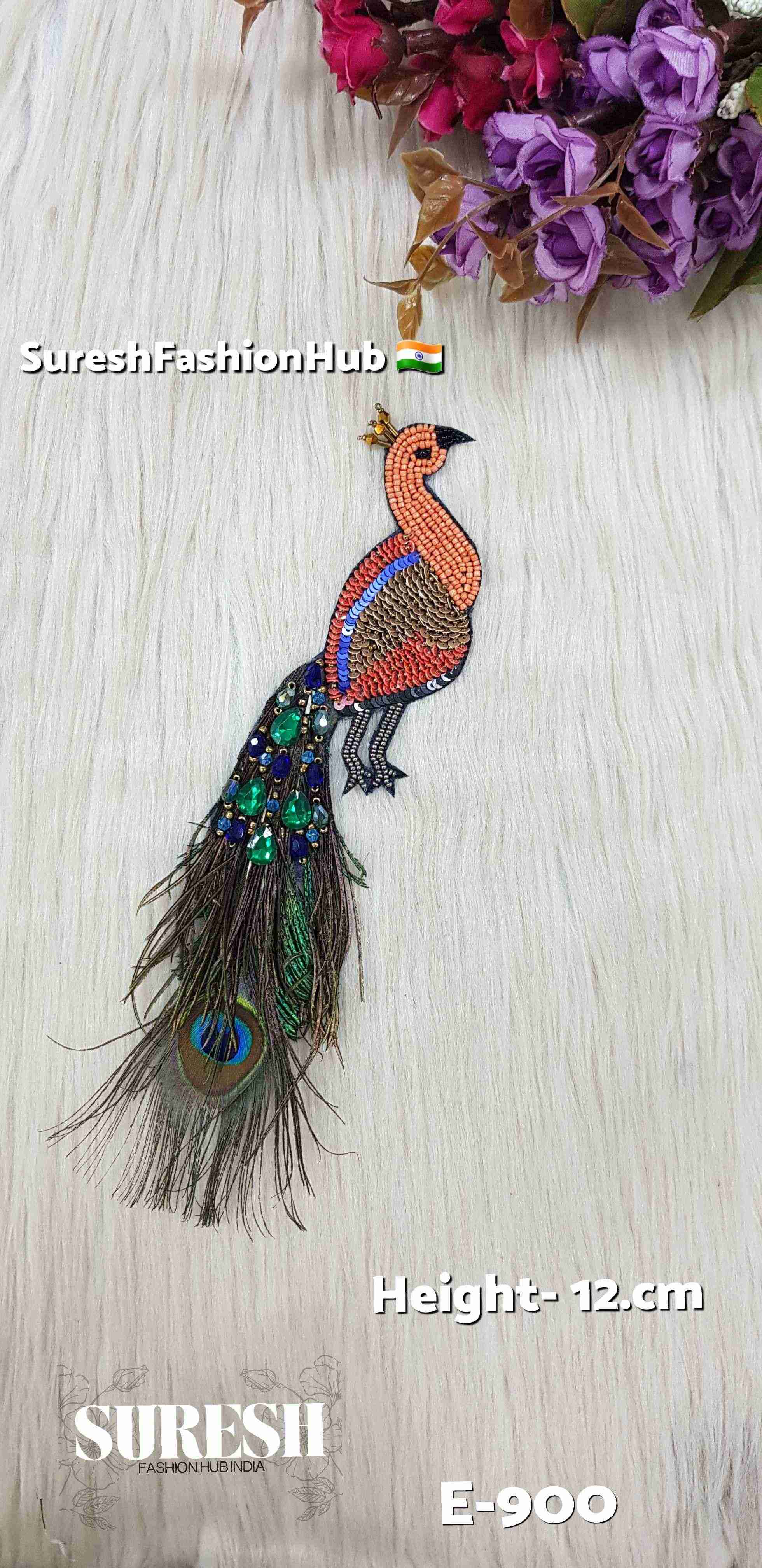 Persian Orange Peacock Patch – Right Facing | E-900