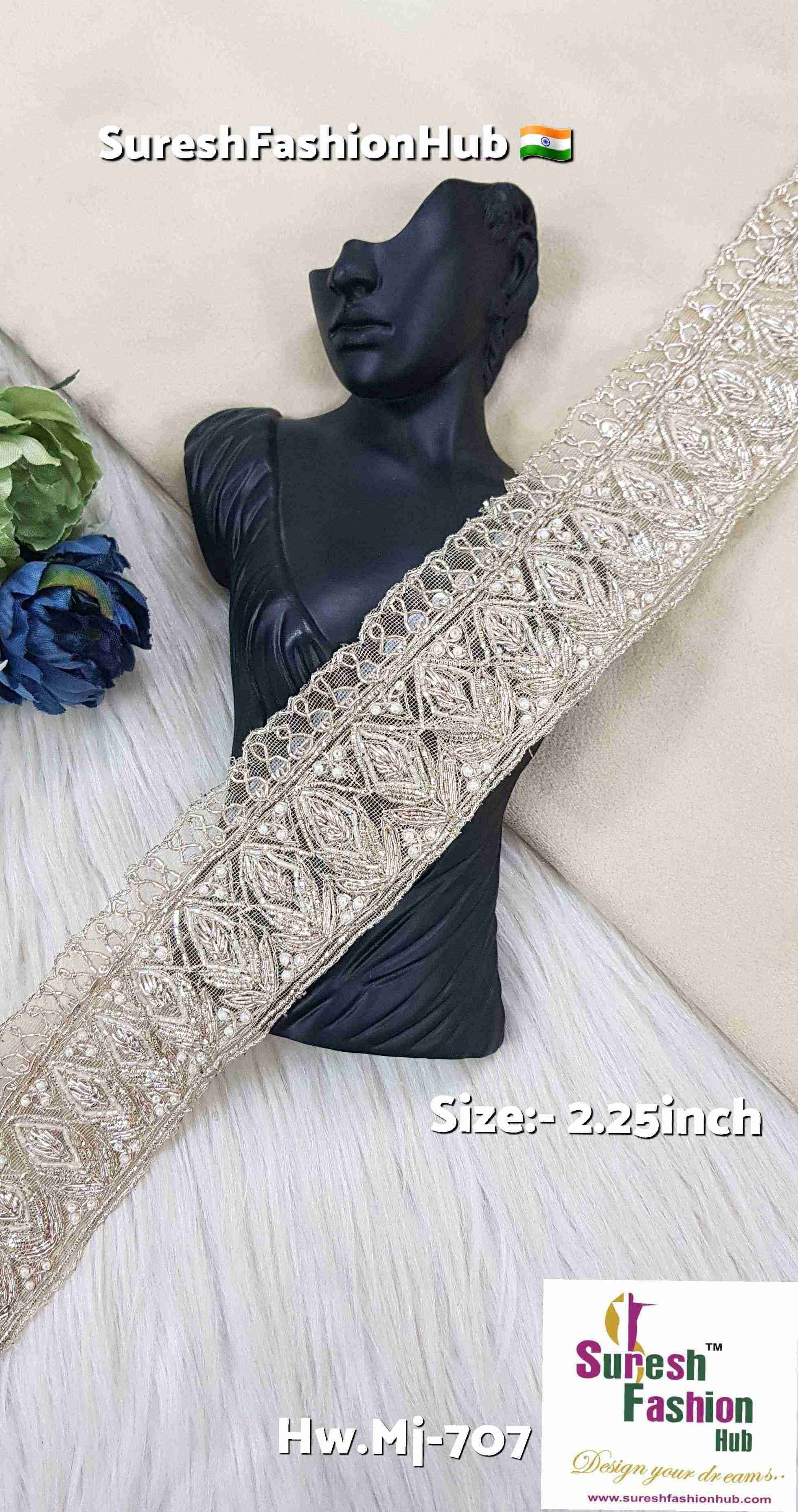 Pearl Water Handmade Floral Lace with Leaf Design