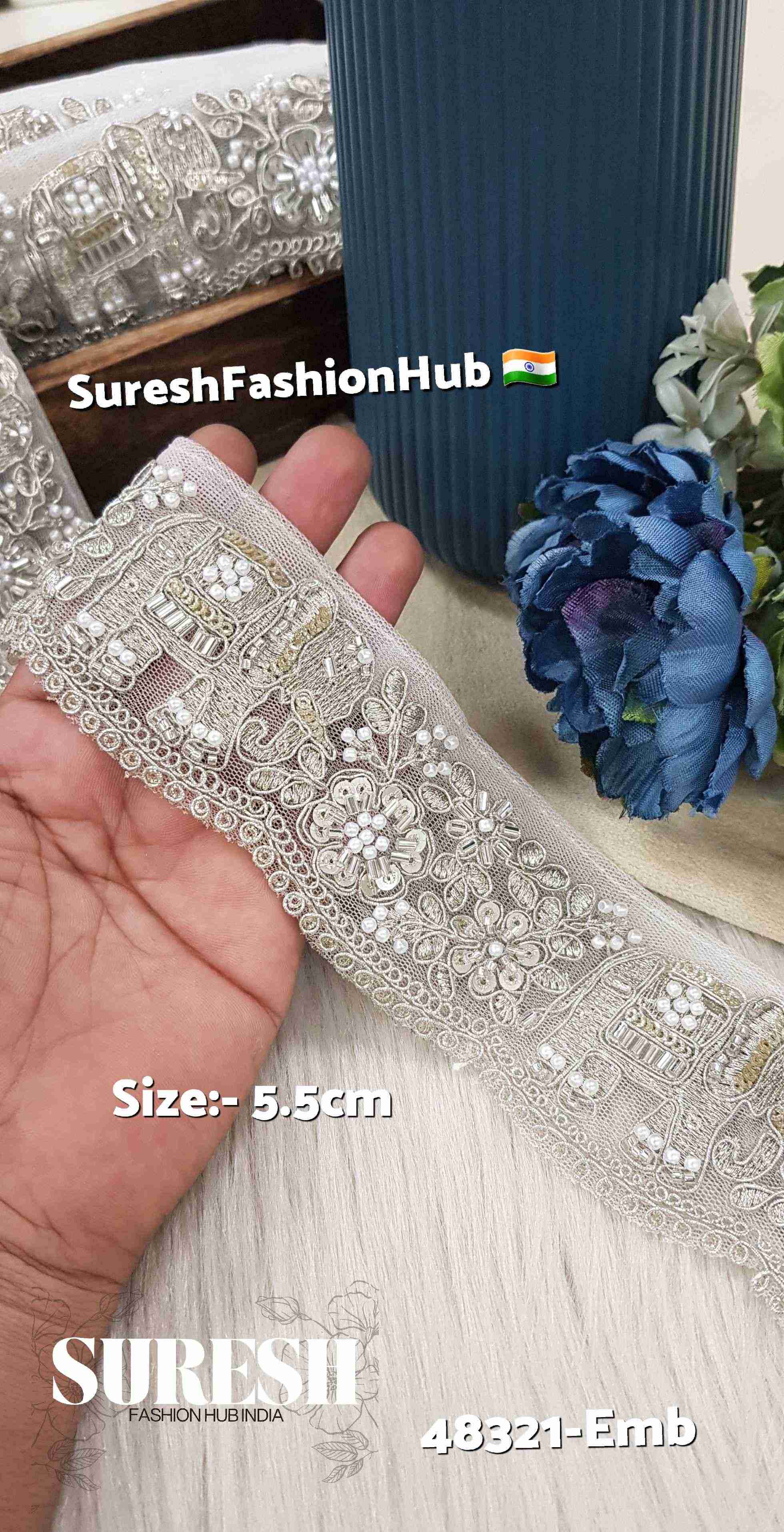 Silver Jungle Elephant Embroidery Lace