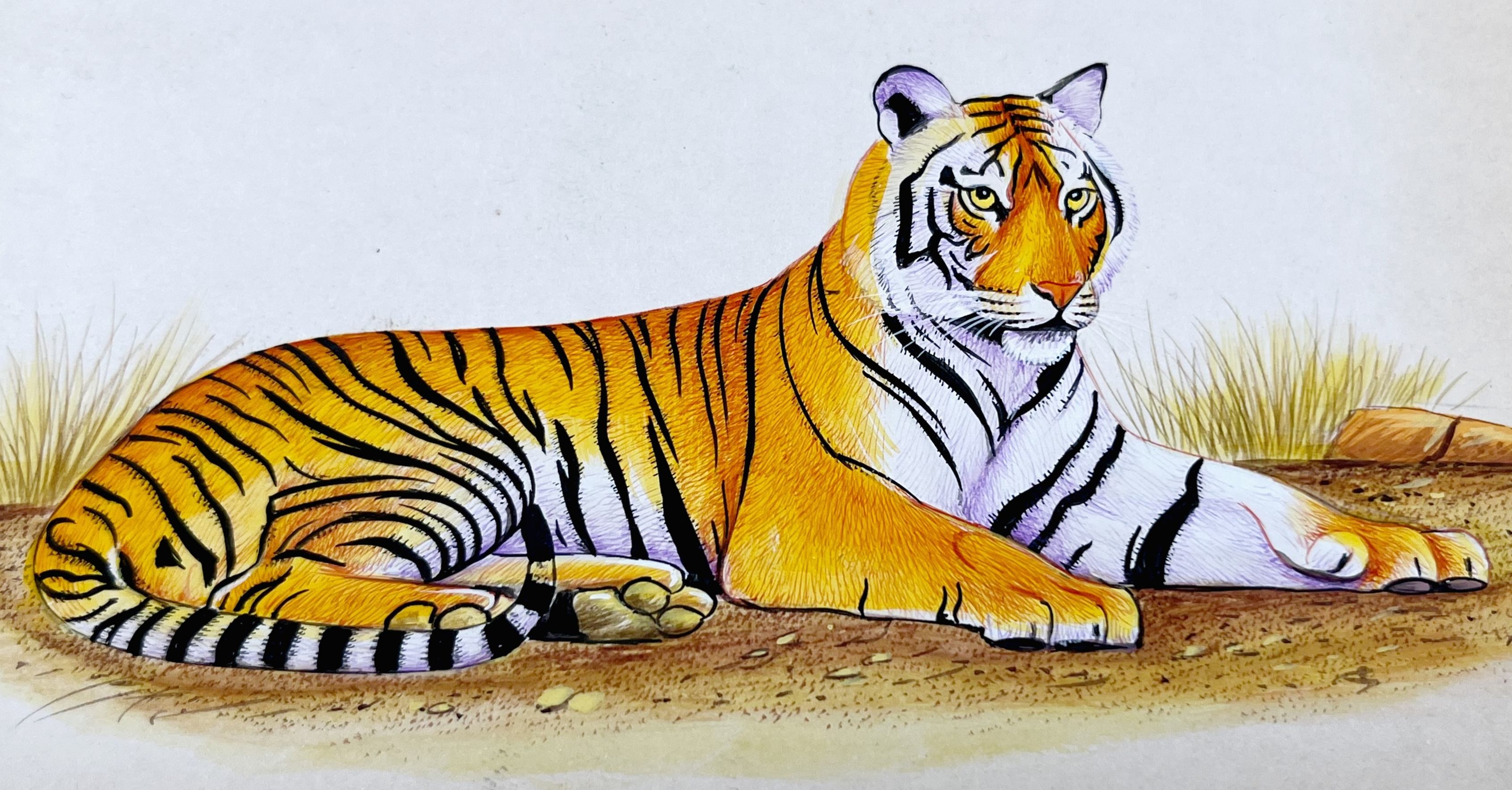 Realistic Tiger Miniature Painting
