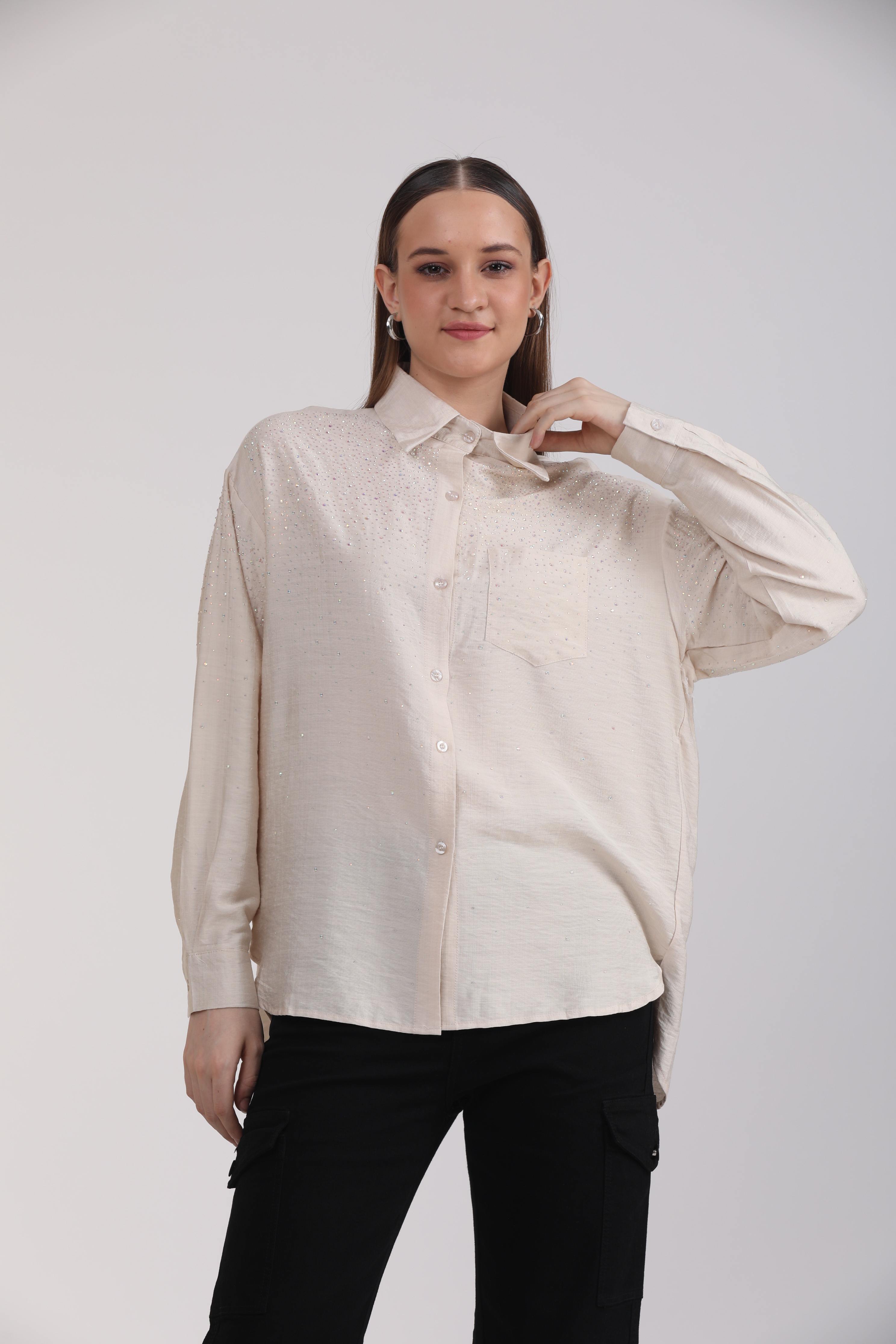 Albion Women Beage Blouson Top