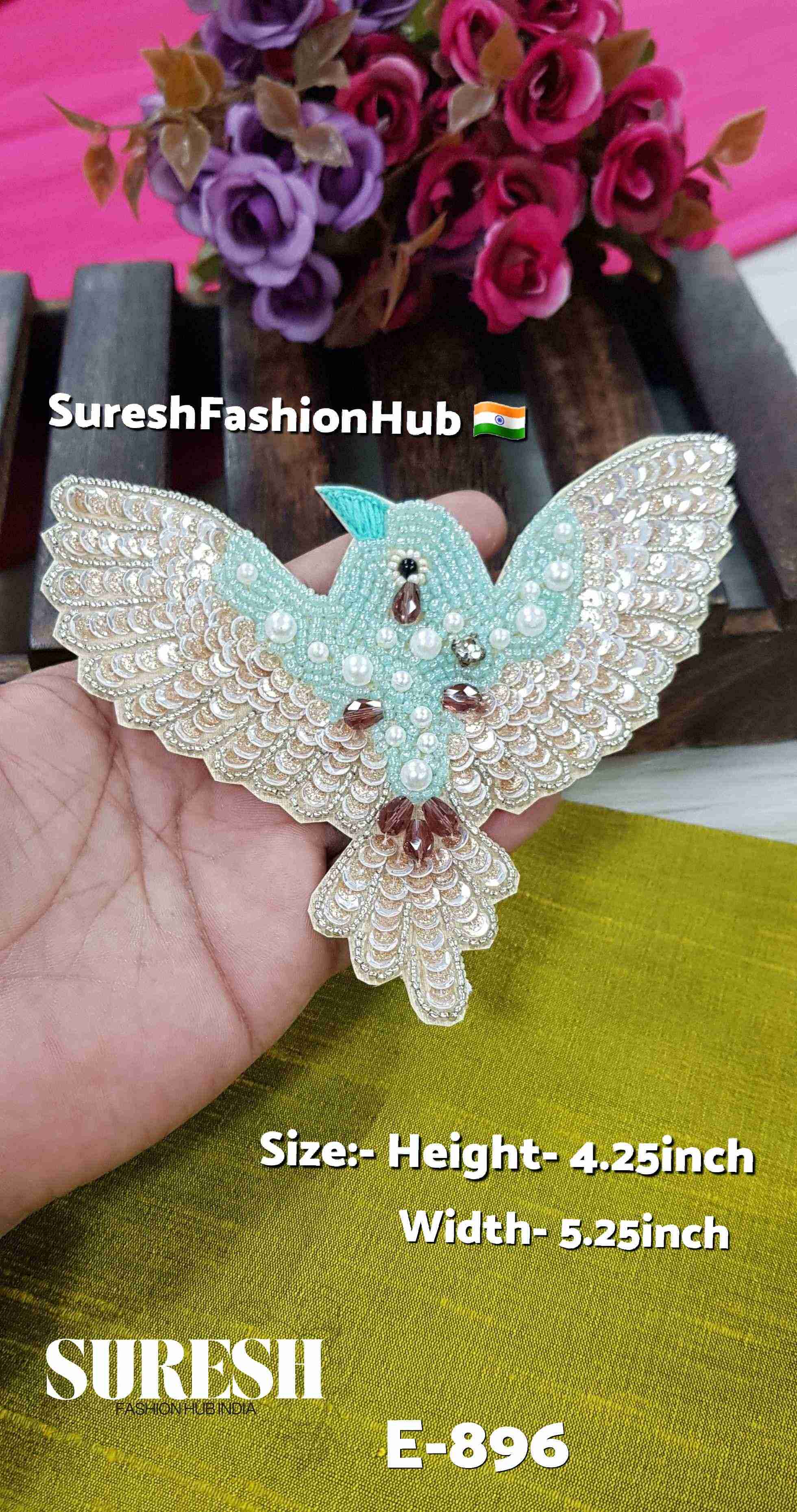 Aqua Flight Handcrafted Bird Patch – Sea Green E-896(12)