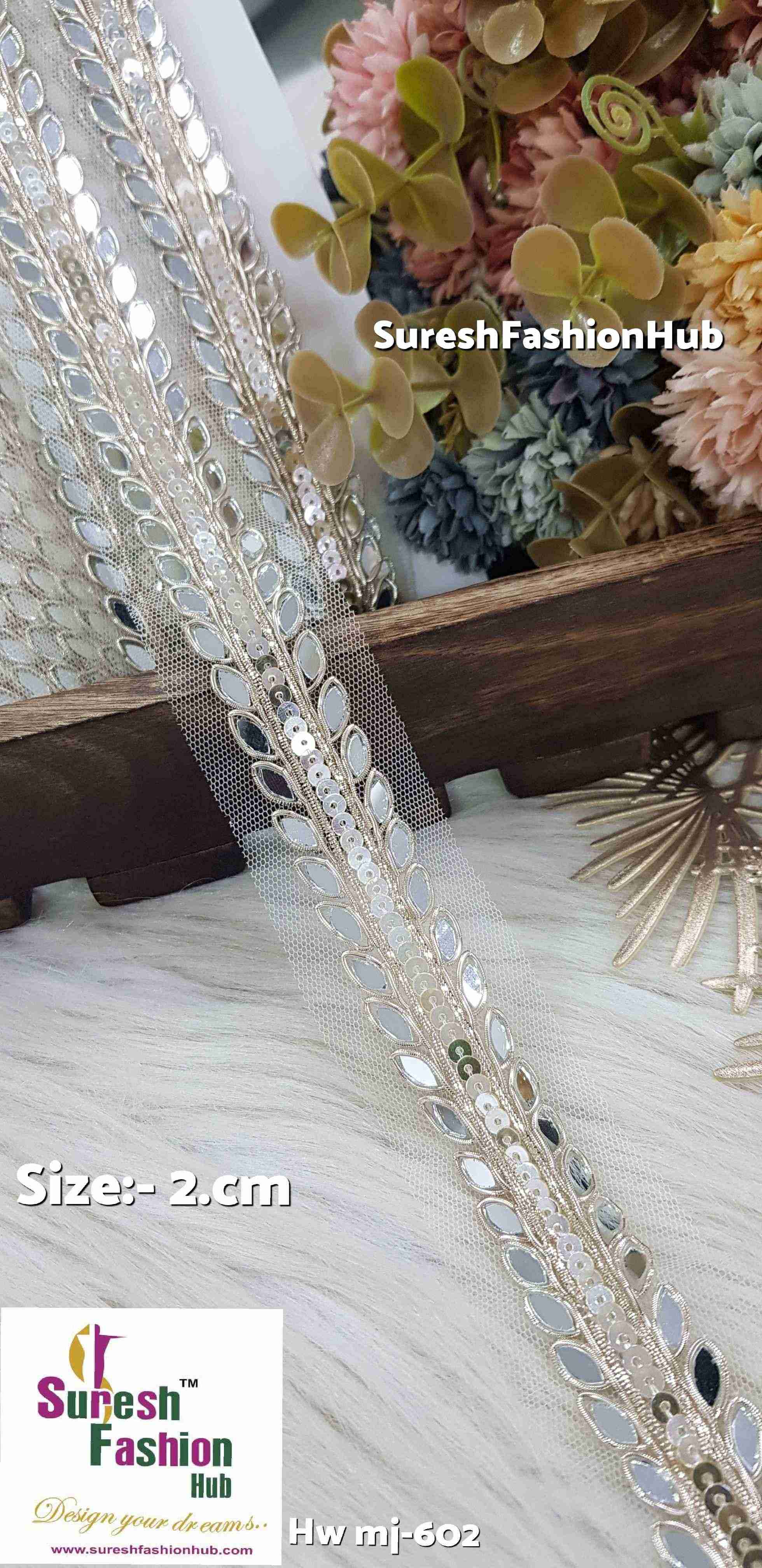 Dual-Sided Zardosi and Mirror Handmade Lace