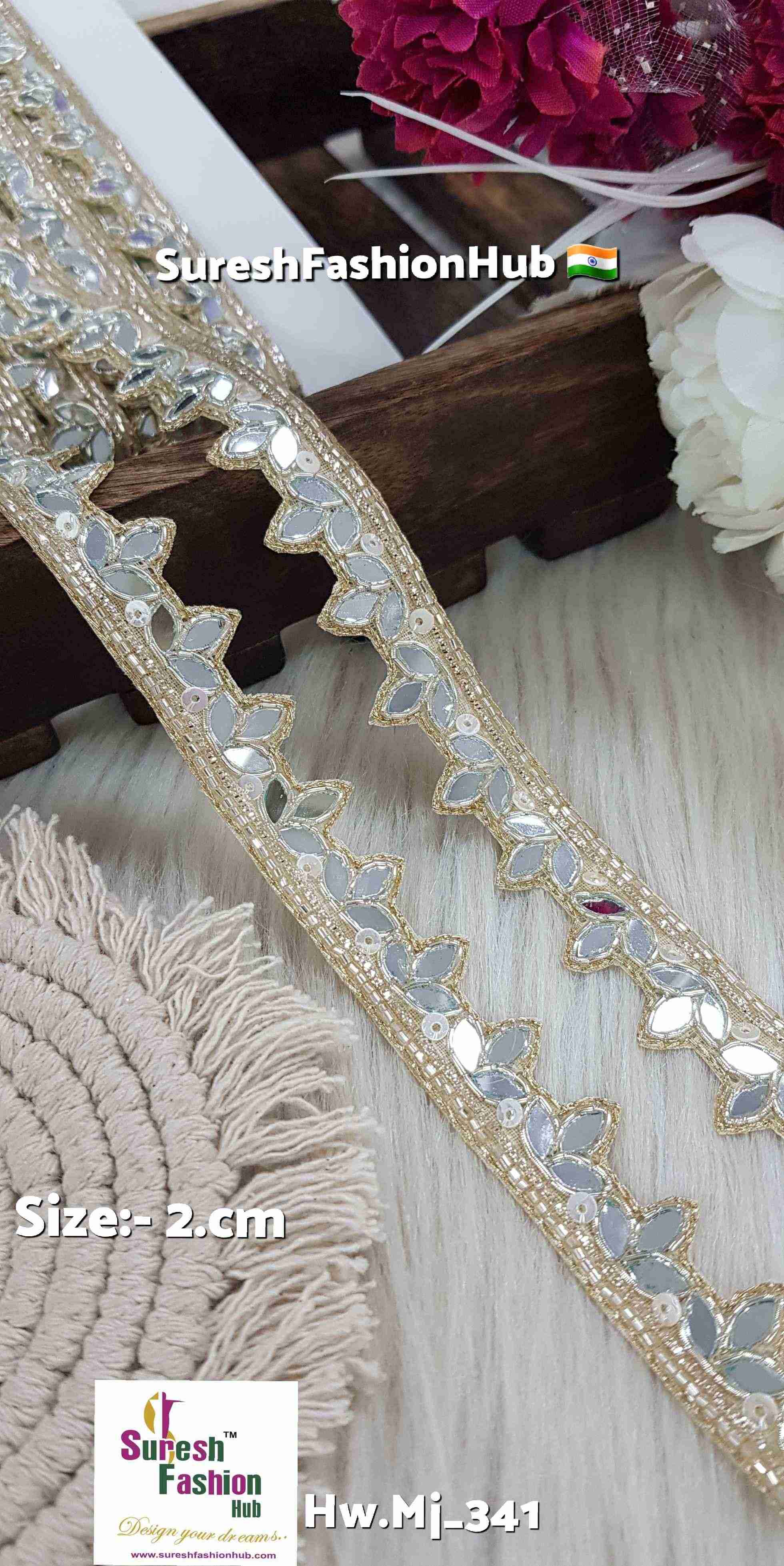 Pearl Gold Handmade Zardosi Leaf Cutwork Lace