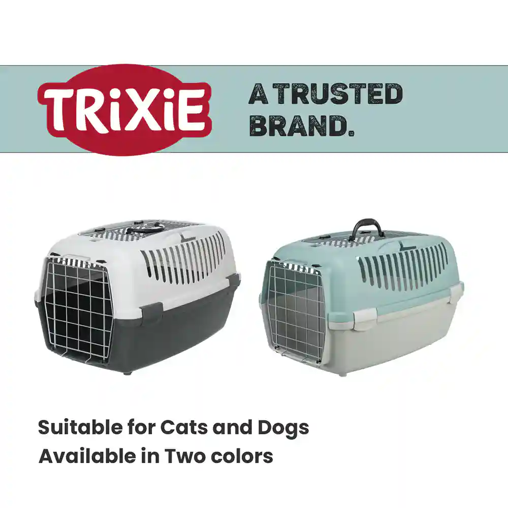 Trixie Capri 3 Open Top Carrier for Dogs and Cats (Light Grey/Sage)