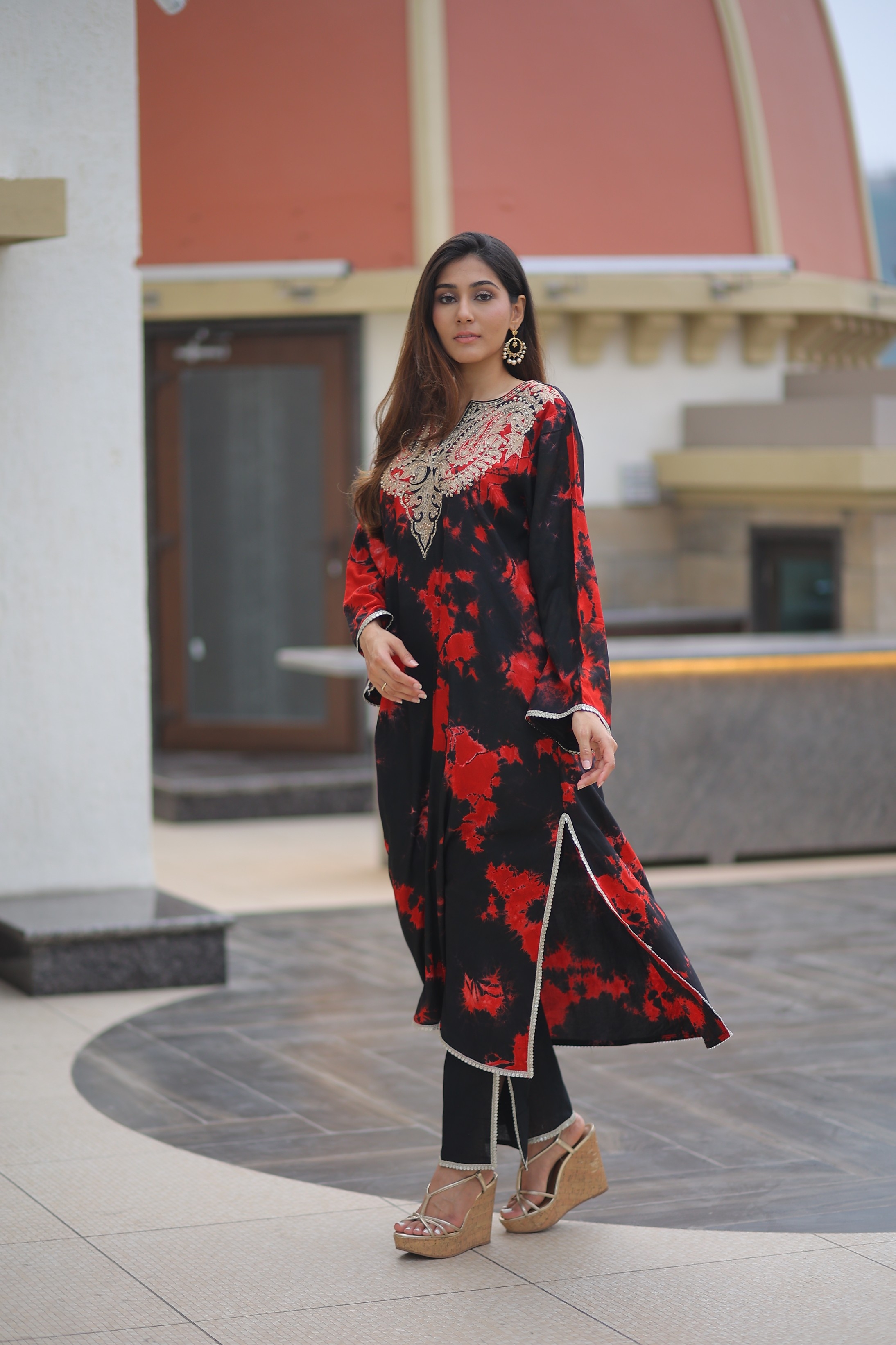 Women cotton Suit Readymade salwar kameez Dupatta set BLACK Kurti Pant  Scarf set | eBay
