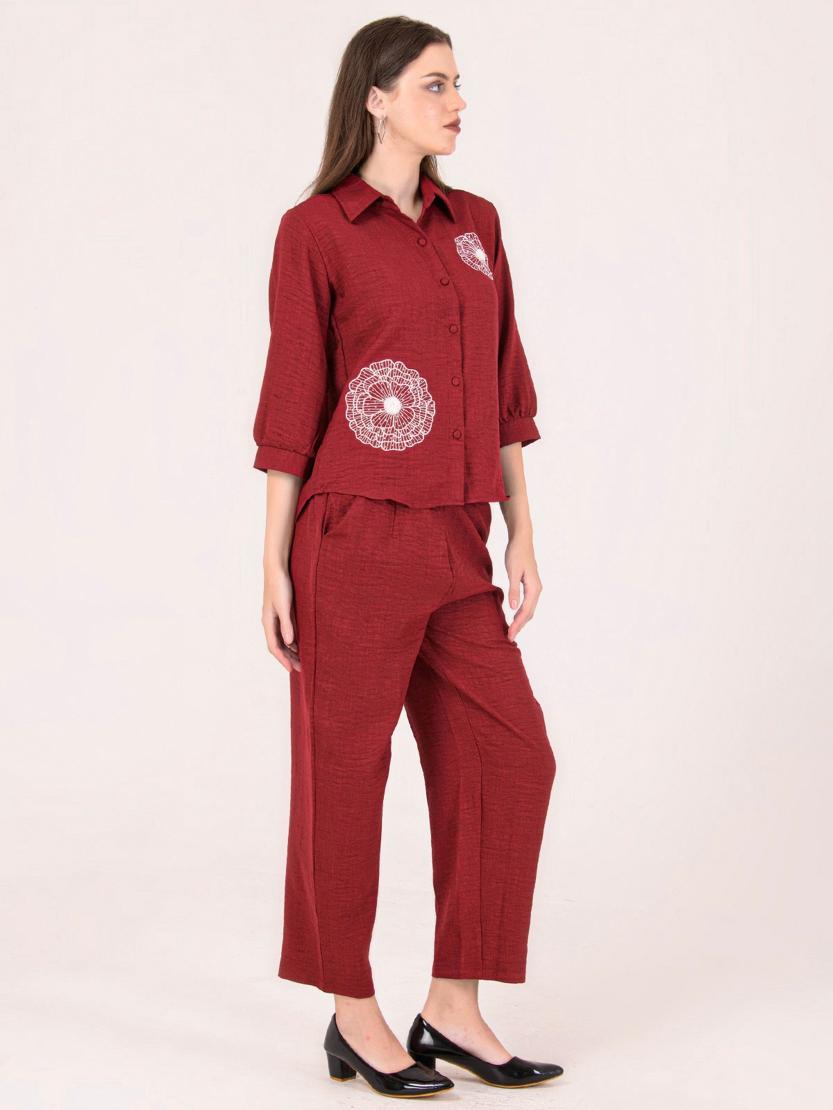 Albion Women Mehroon Smart Coordinate Set