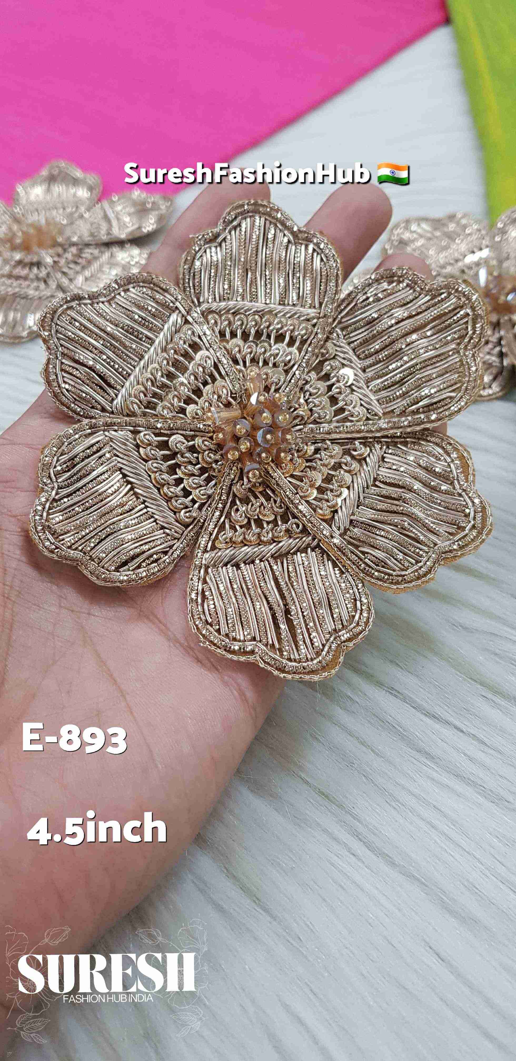 Classic Rosette Hand Zardosi Flower Patch – E-893