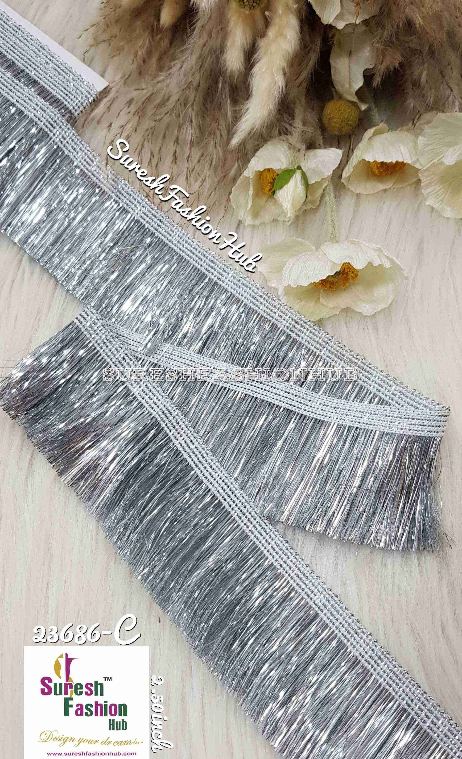 Shimmer Silver Tassel Trimming