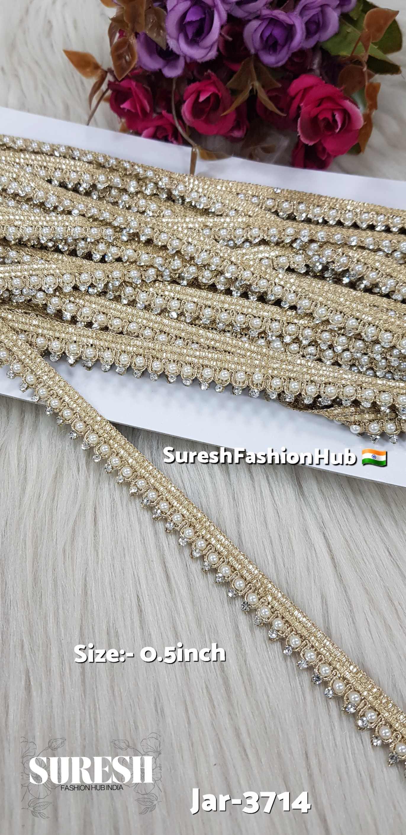 Gleaming Pearl Diamond Moti Jhalar Lace