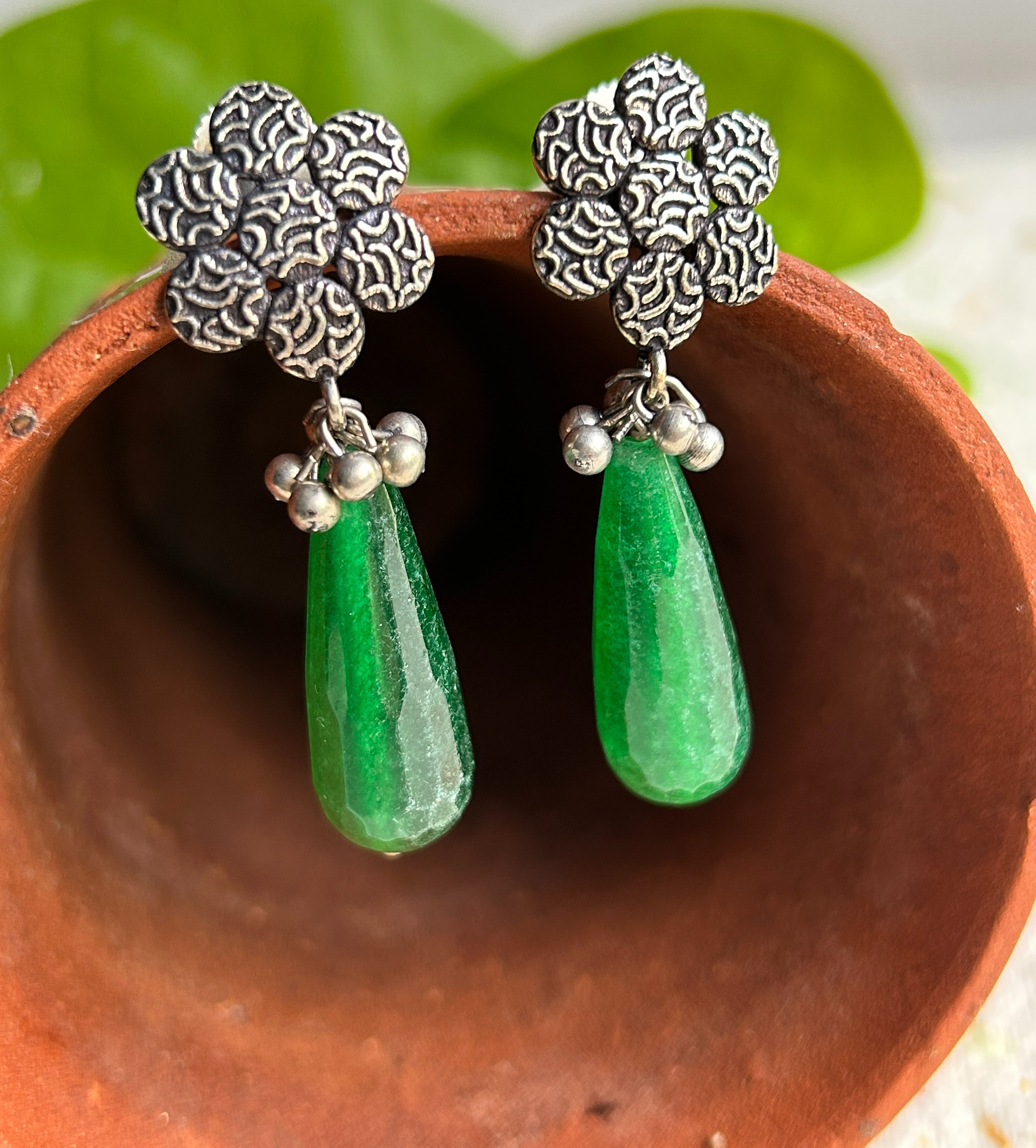 Green Jade Drop Earring | Upcycled Jade Earrings – REFASH