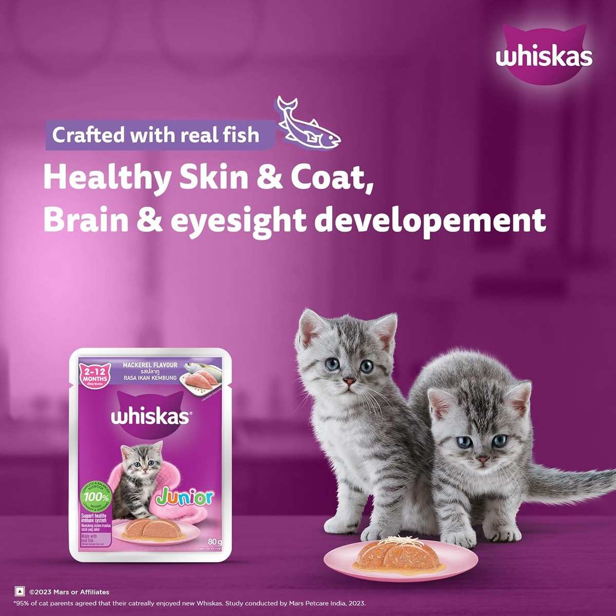 Whiskas Mackeral in Jelly Wet Kitten (2-12 months) Food, 80g