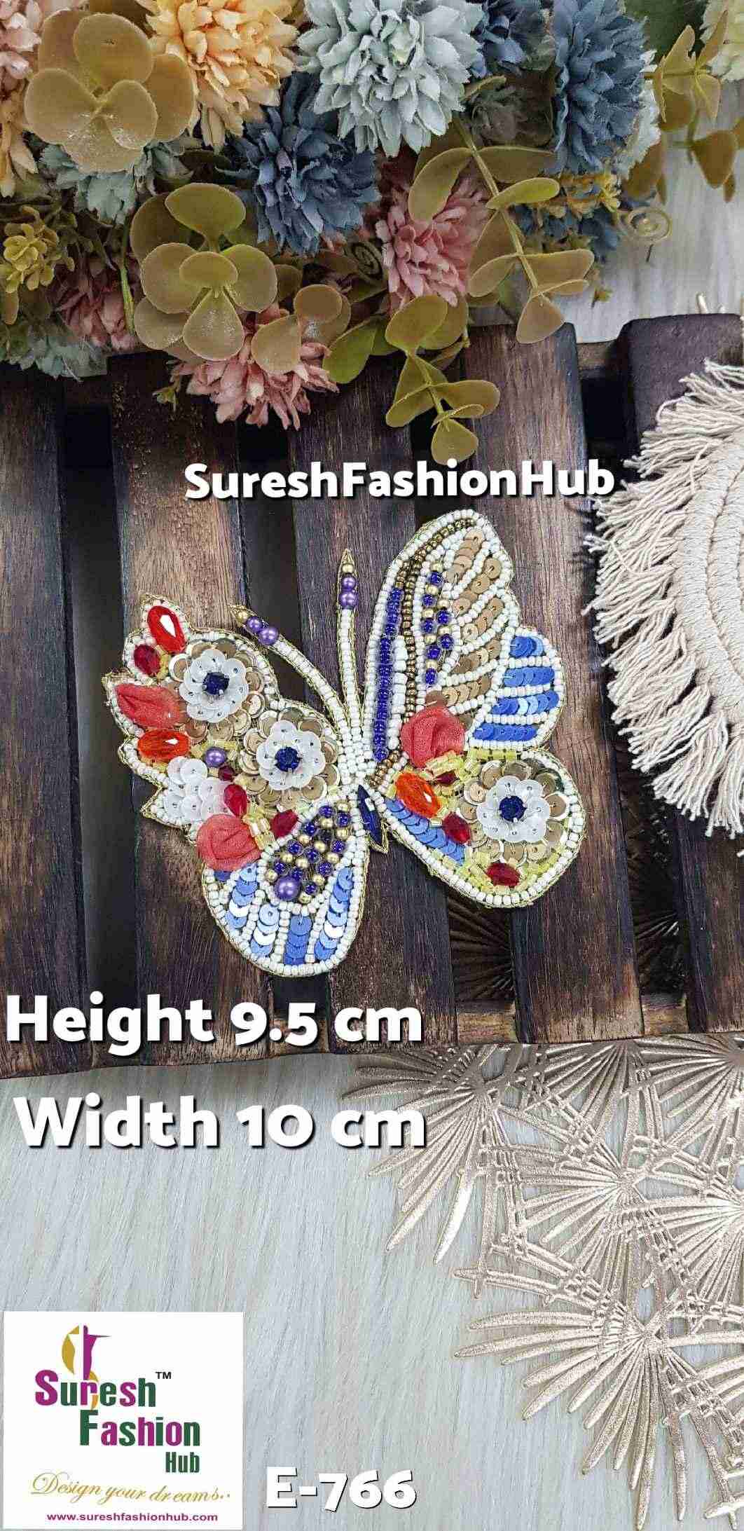 Red With Blue Beaded Butterfly Patch
