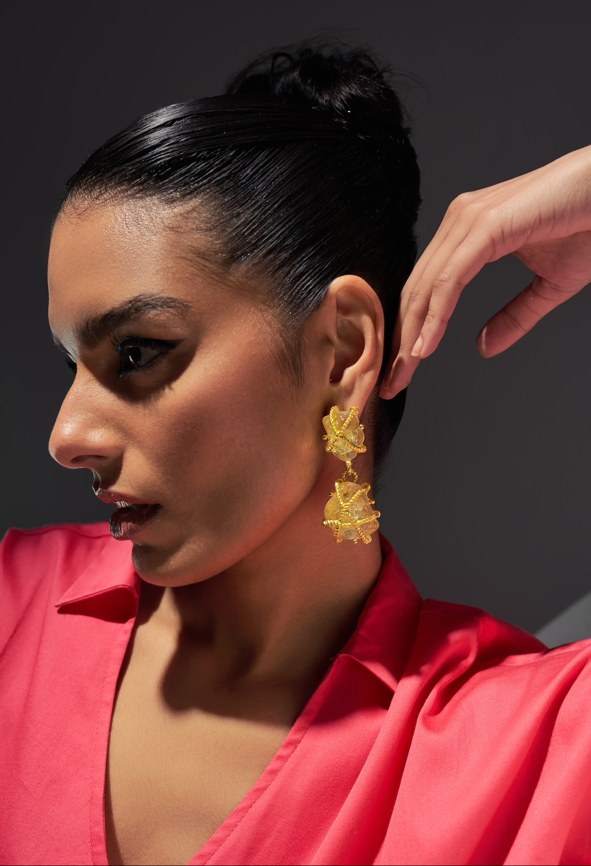 Roped stone earrings