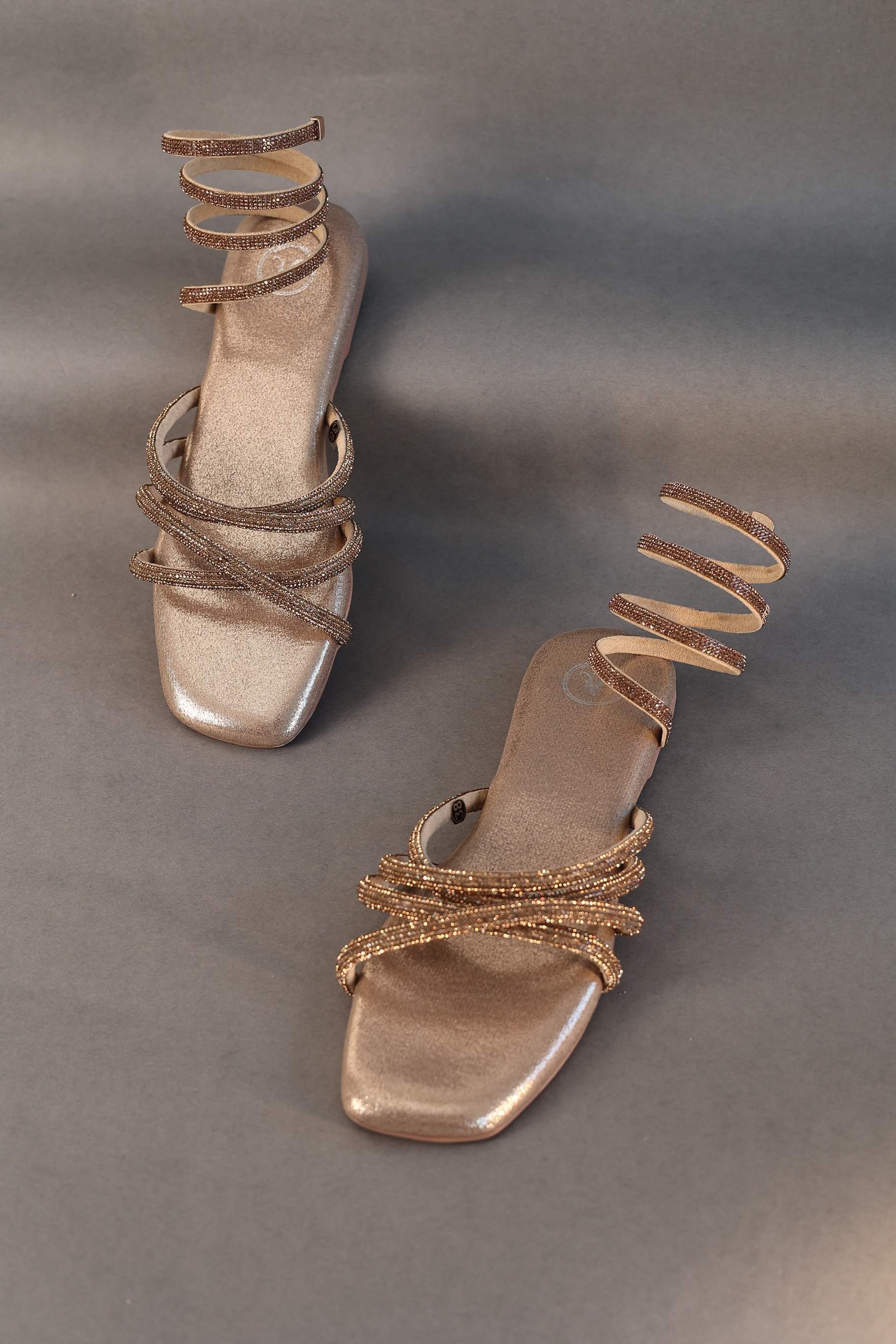 Gold Spring Flat Sandal